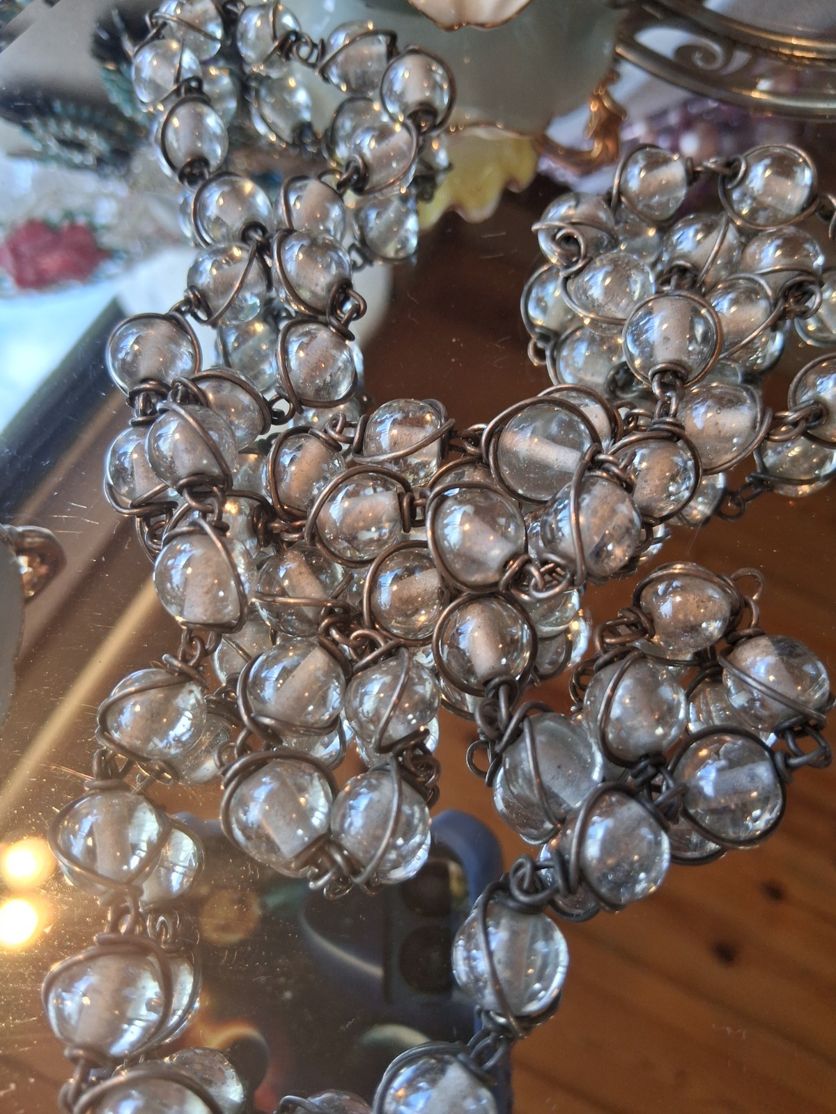 VIntage Pools of Light Necklace 22 Inches, Wire Wrapped GORGEOUS