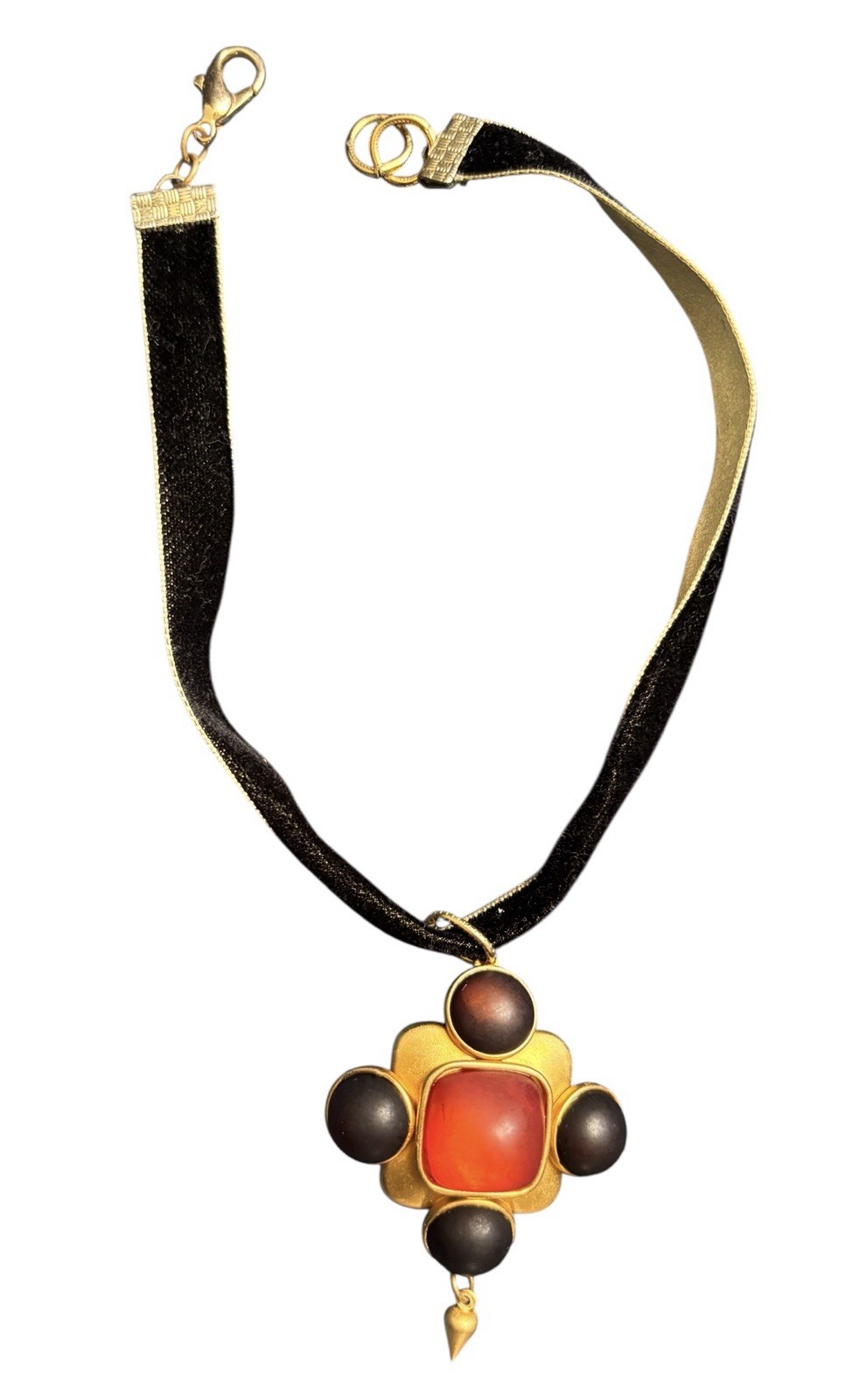 Vtg Inspired Nataly’s Maltese Cross Pendant Reversible Ribbon Choker Necklace