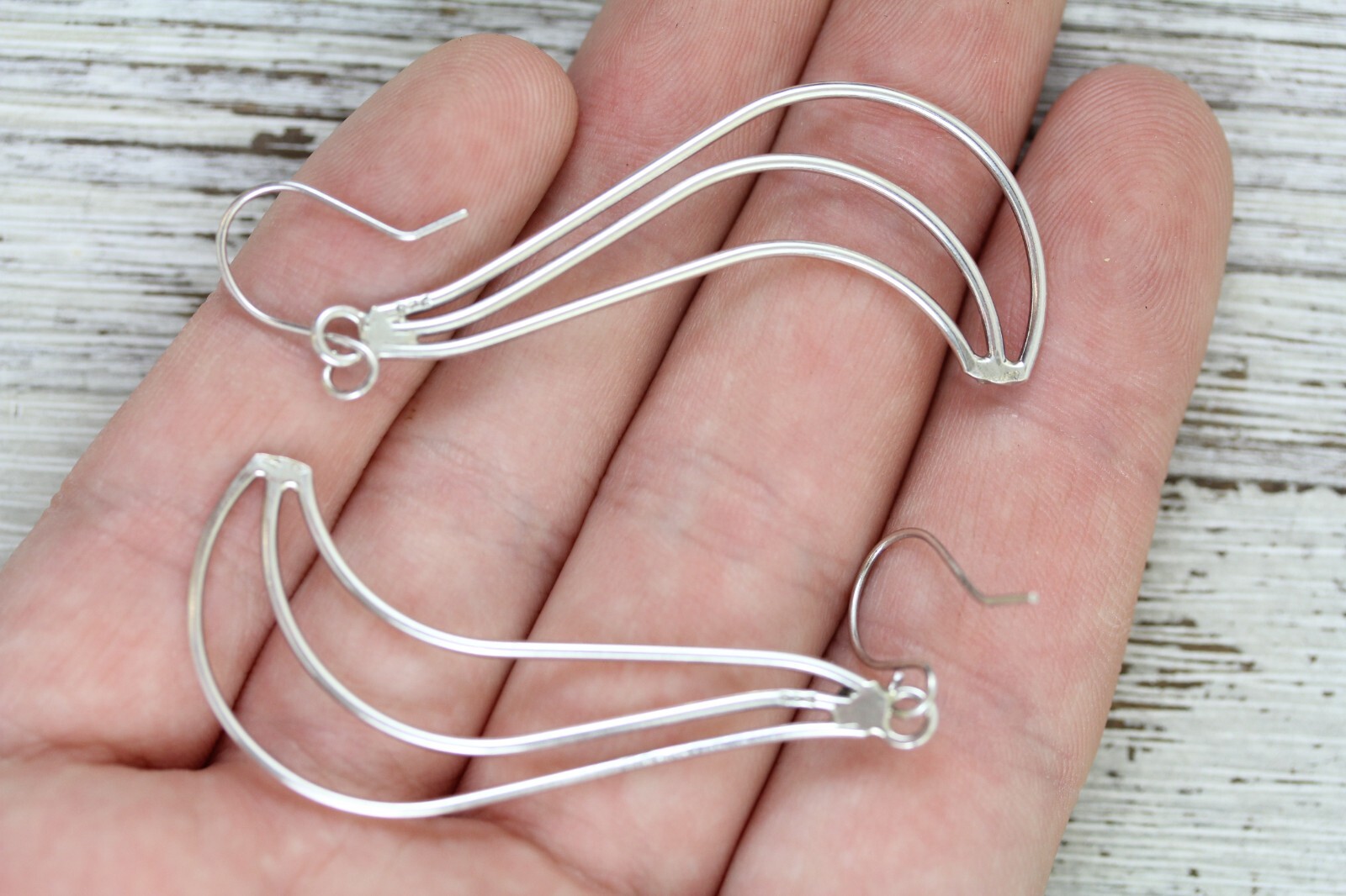 VINTAGE LONG DANGLE DROP WIRE STERLING SILVER EARRINGS 925 PRETTY DESIGN CLASSIC