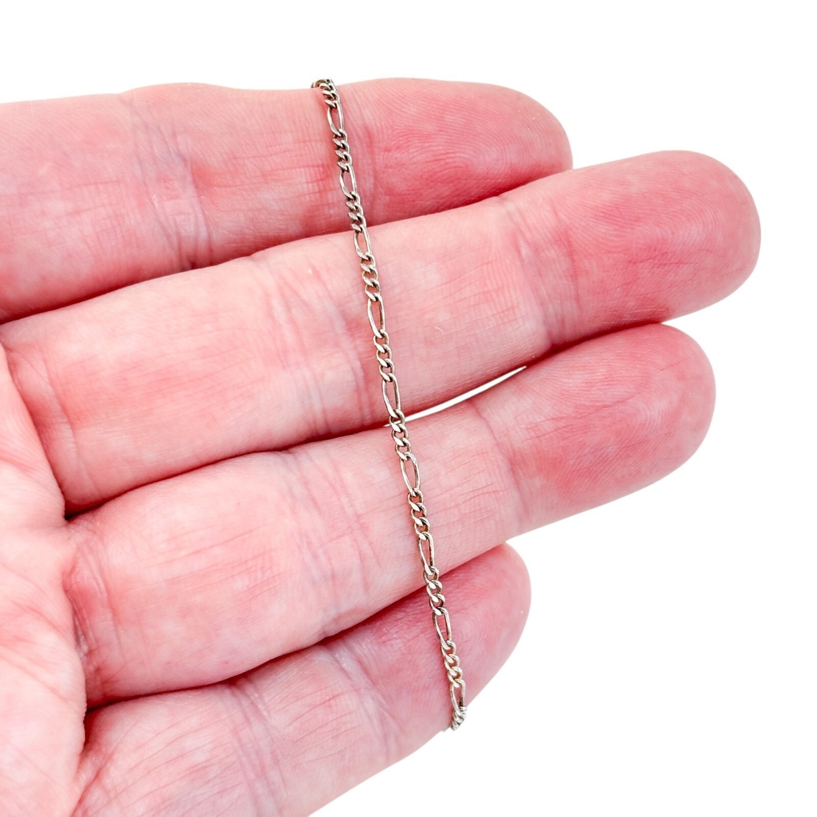 Vintage Italy Sterling Silver 925 Figaro Chain Bracelet 7.25″
