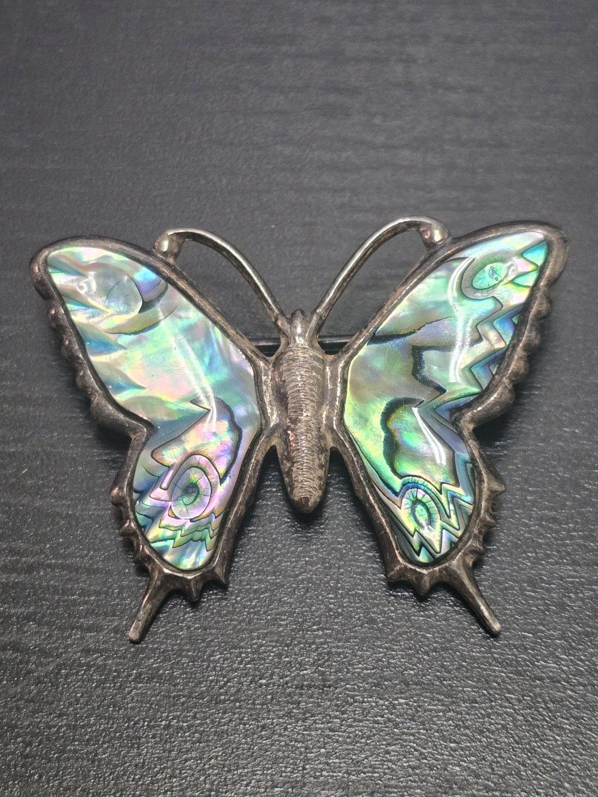 Signed Ataahua Sterling Silver Abalone Paua Shell Brooch