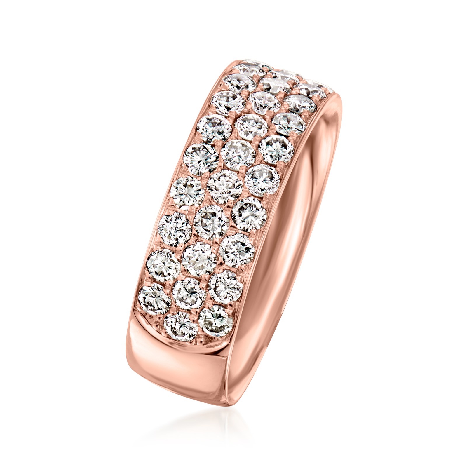 Vintage 1.52 ct. t.w. Diamond 3-Row Ring in 14kt Rose Gold. Size 6.75