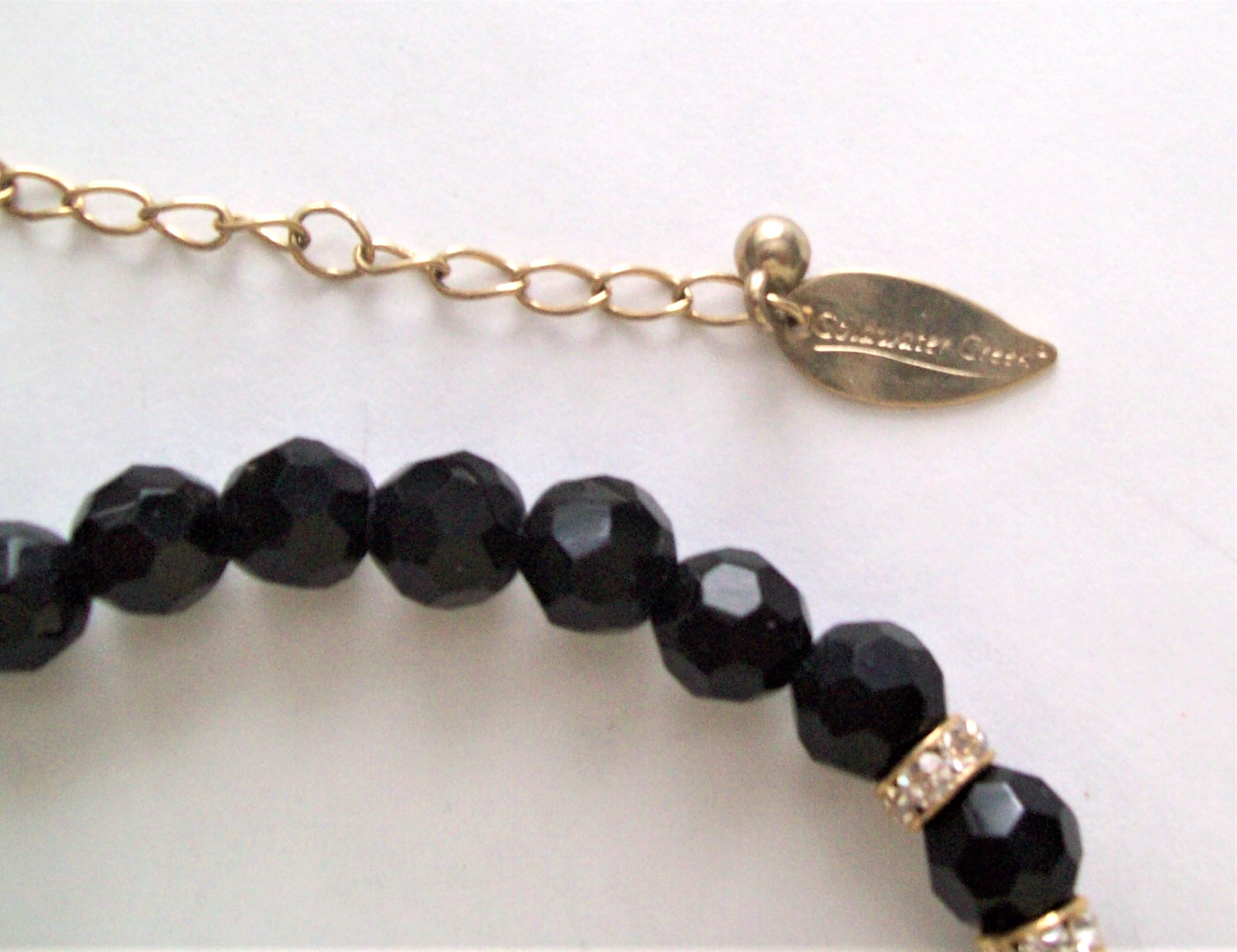 Vintage Classic Coldwater Creek Black & Clear Crystal Beaded Necklace