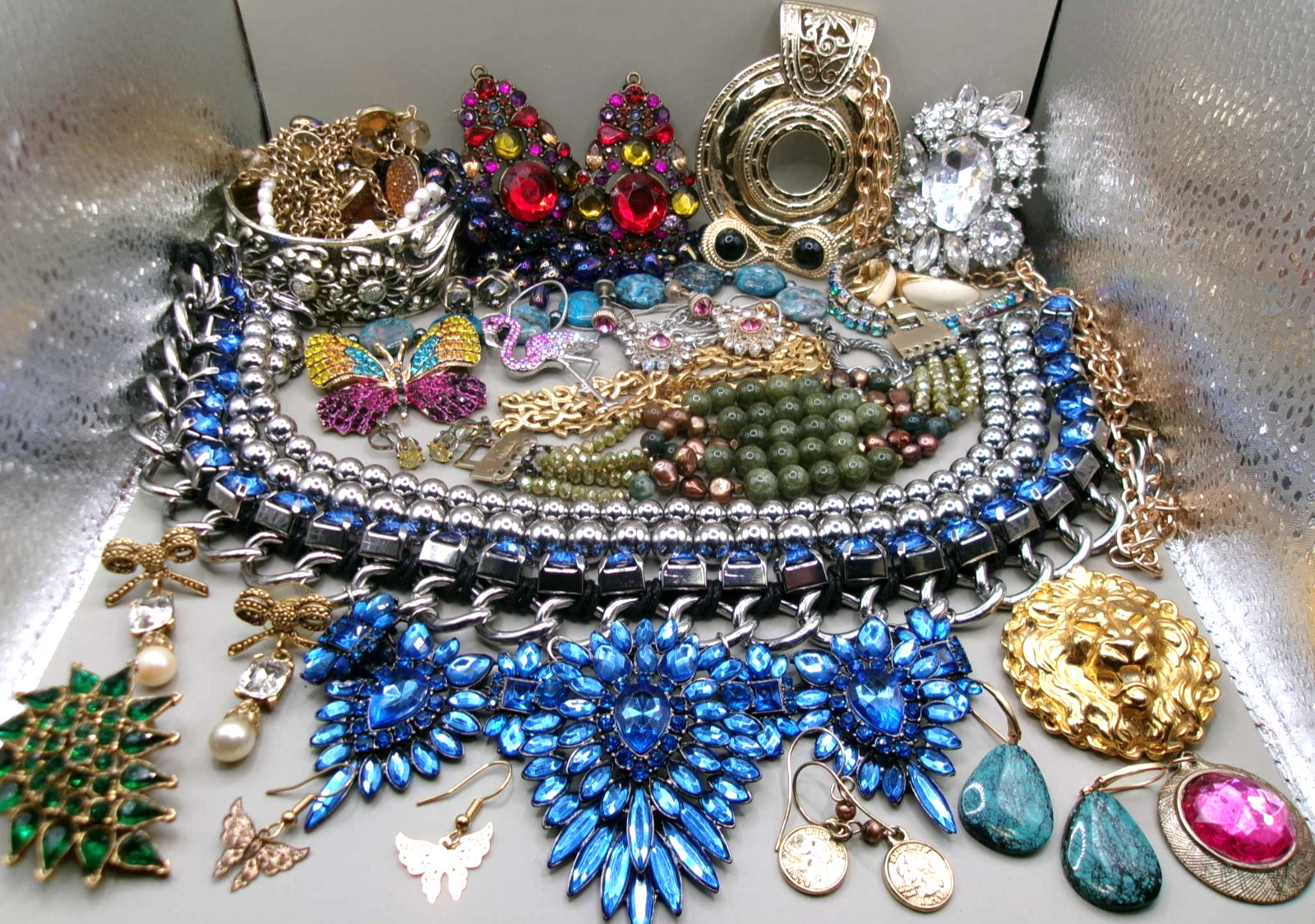 Vintage~Now Estate Costume Jewelry Lot~Rhinestones~Multi~1 AVON~1 MONET
