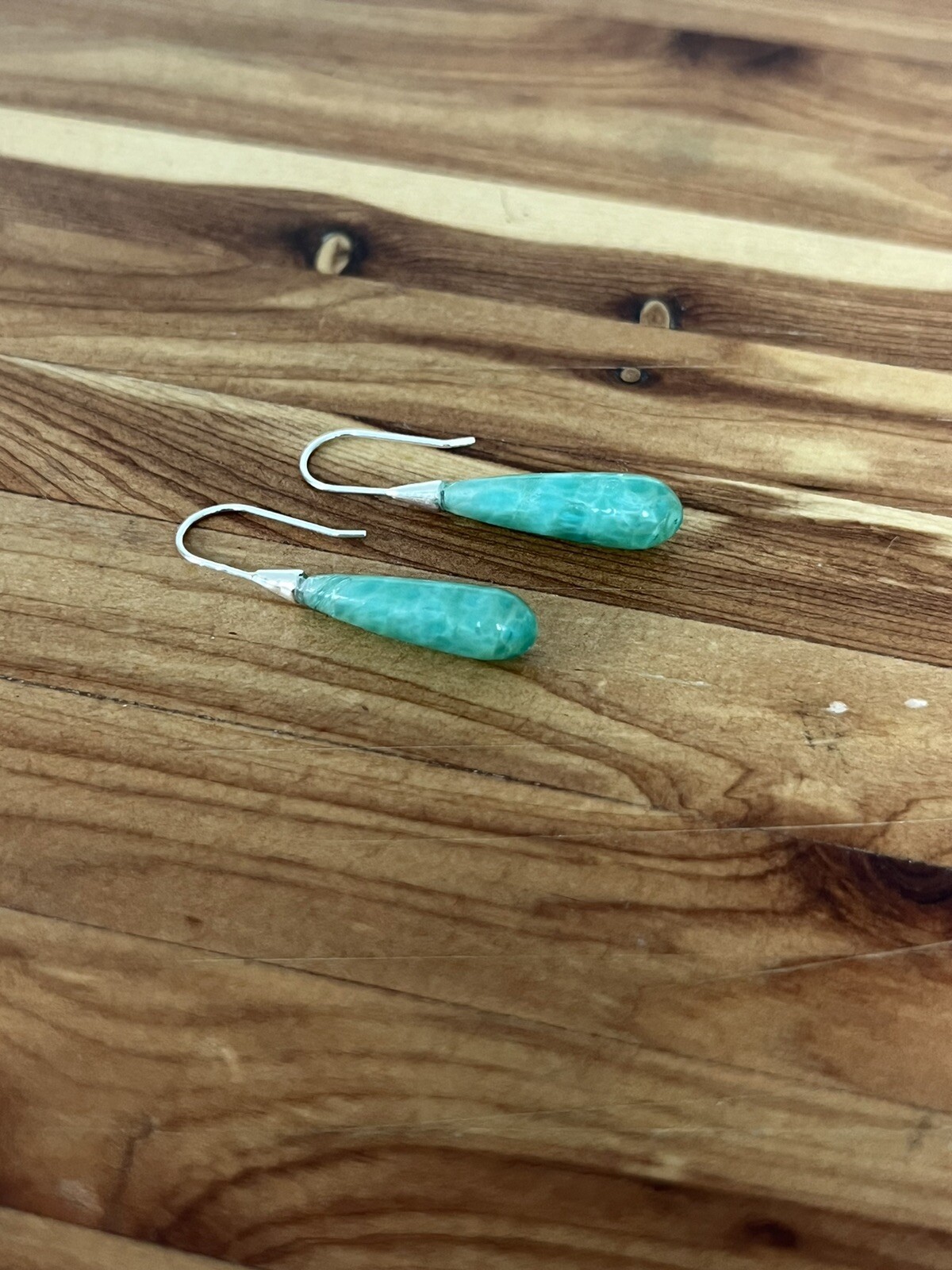 Vintage 1940s Czech Lampwork Green Bead 925 Sterling Silver Art Glass Earrings