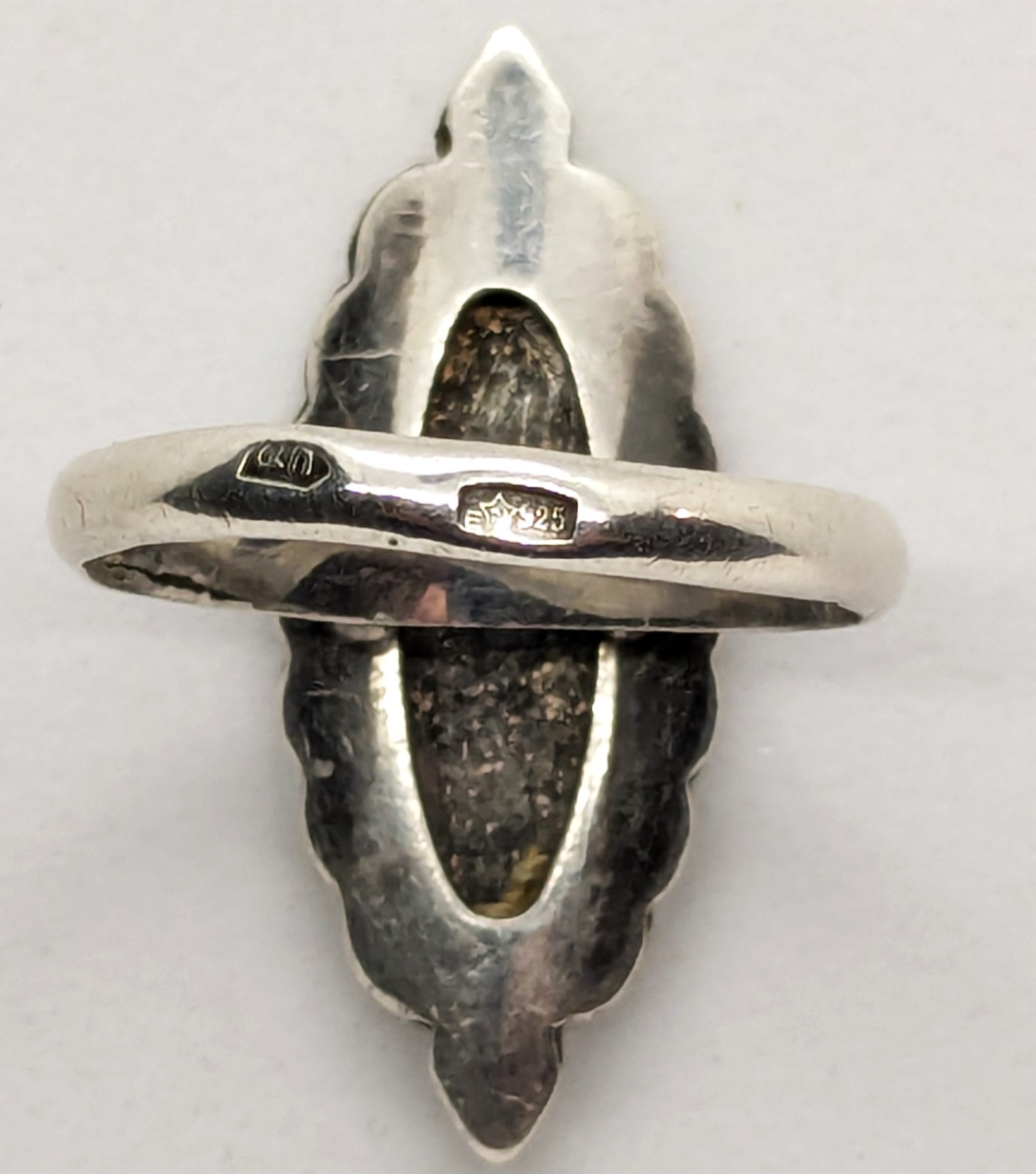 Vintage RING Silver⭐️925 stamp Star USSR with Blackening -size: 7US (17.5mm) #20