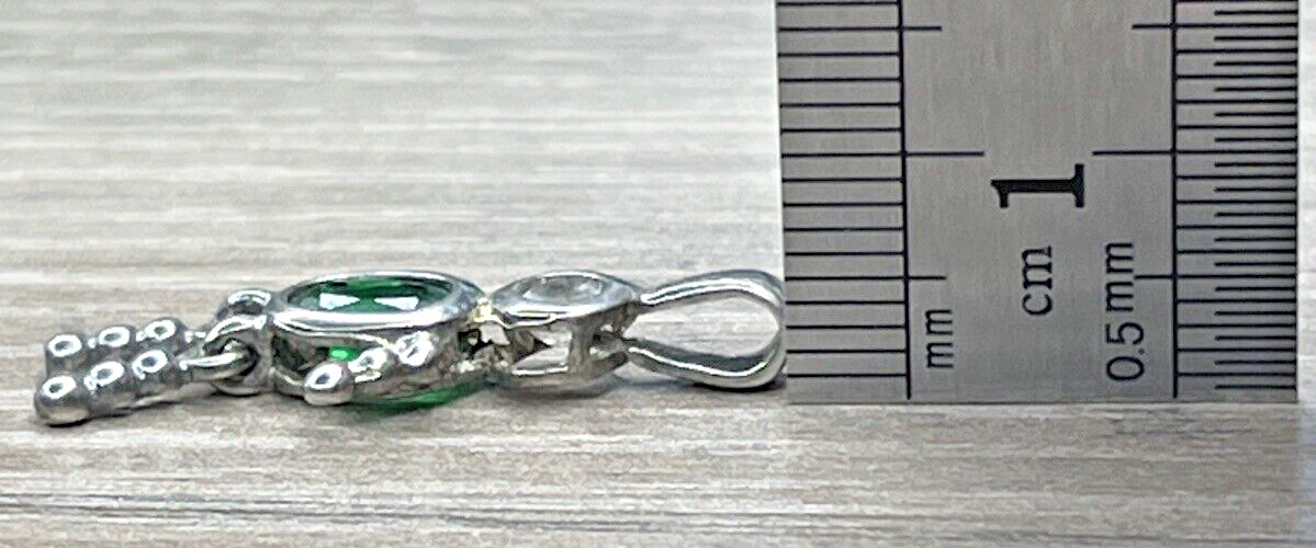 Signed NF Sterling 925 May Birthstone Emerald Green CZ BABY BOY Dangle Pendant
