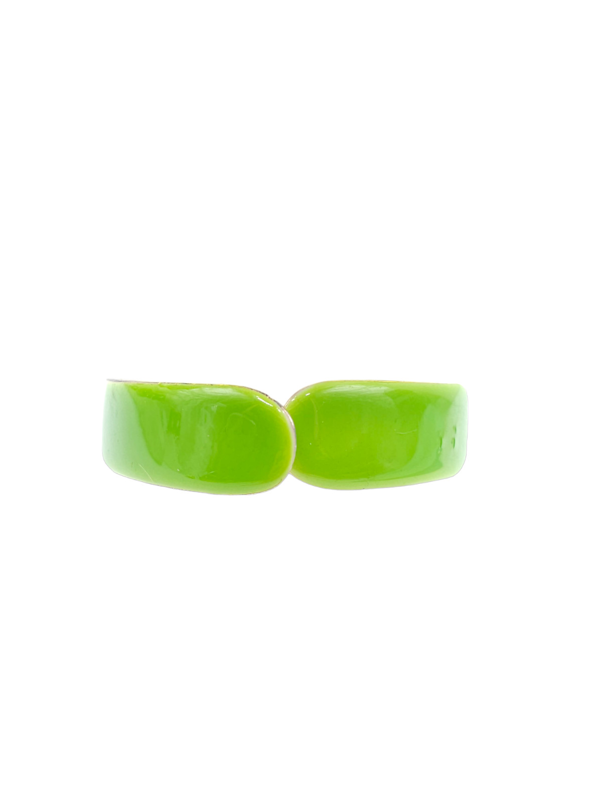 Weiss Lime Green Enamel Hinged Bangle Bracelet Gold Tone Vintage