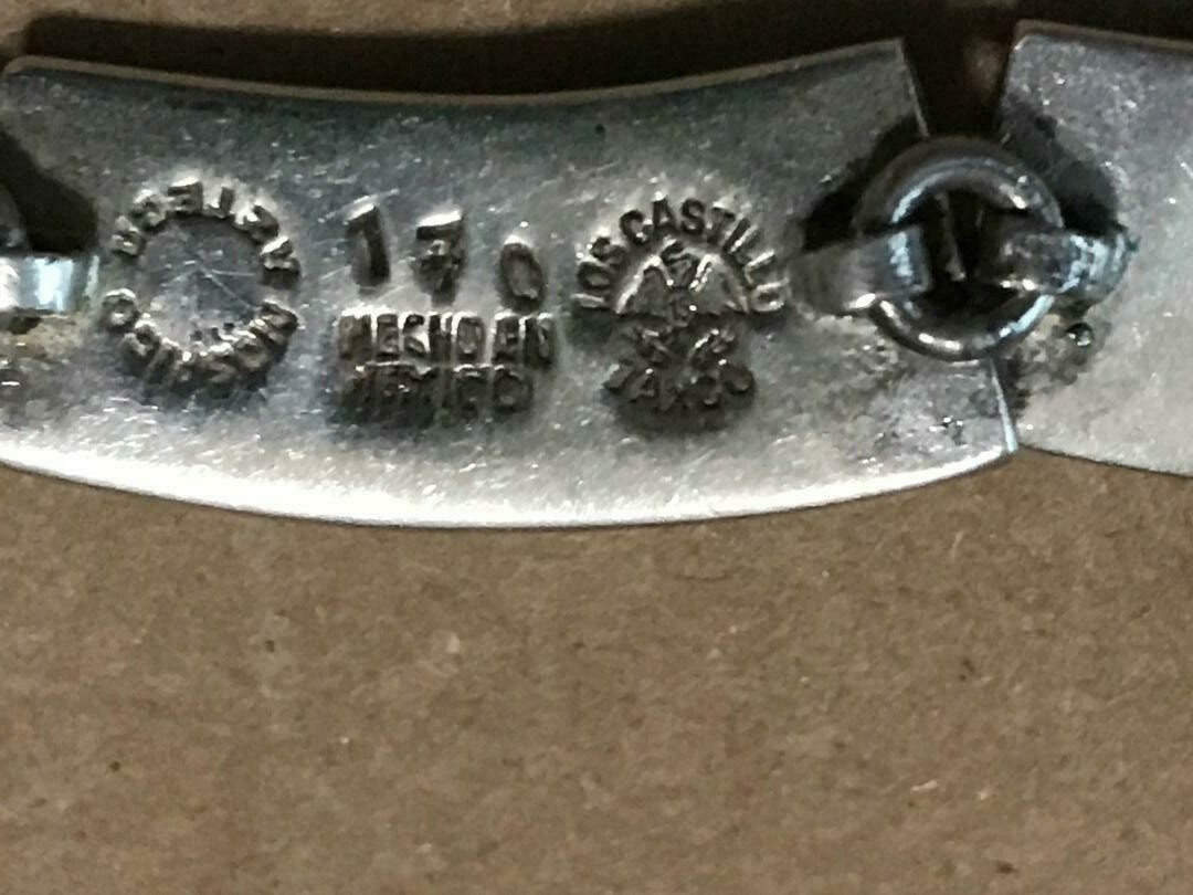 Vintage Signed Sterling 925 Taxco Los Castillo Necklace Inlay