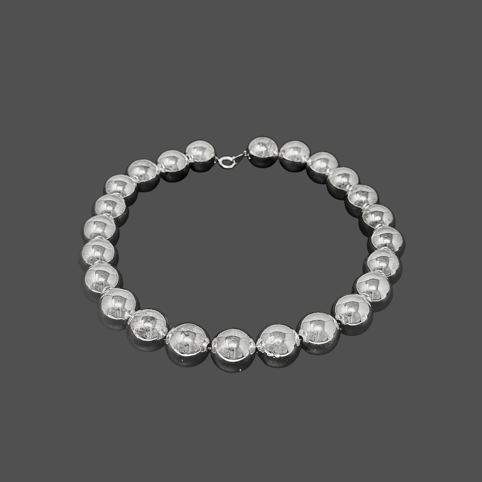 Vintage 16″ Necklace Heavy Silver Tone 16mm Bead 64 Grams NOS Bridesmaids Gift