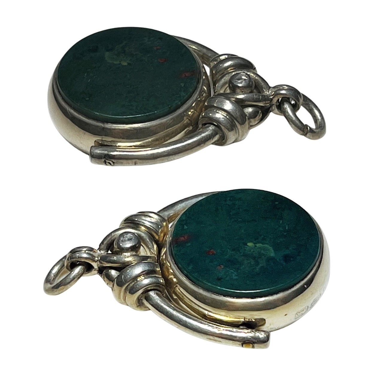 Antique 1887 Victorian Bloodstone + Carnelian Fob Pendant *Birmingham Silver*