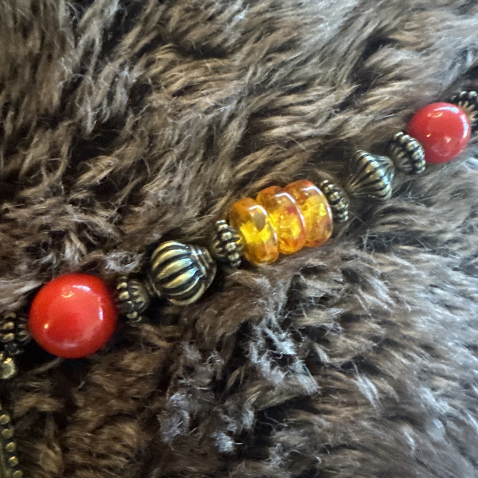 Vintage Costume Jewelry Necklace Multi Materials Used.
