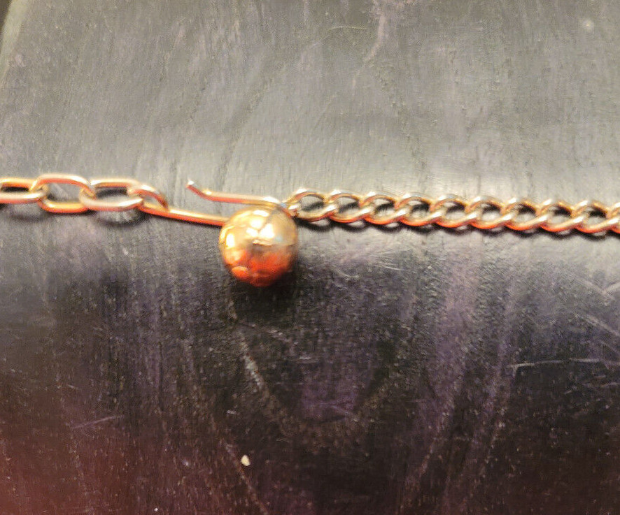 UNIQUE PINK – PEACH STONES – 17″ GOLD NECKLACE AND DANGLING CHAIN – HOOK CLASP