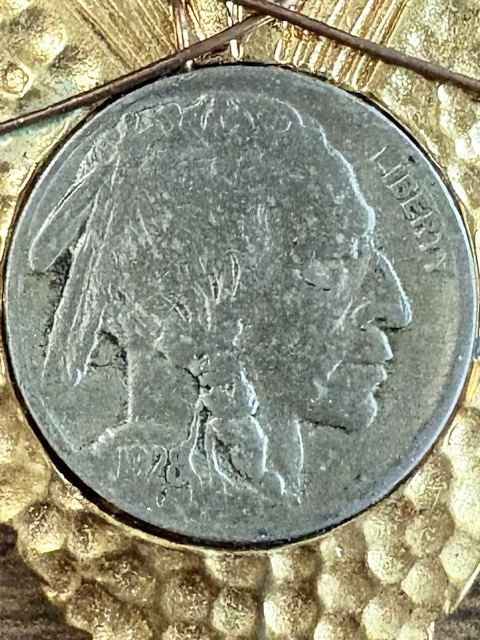 Vintage Arrowhead Pendant with 1928 Buffalo Nickel