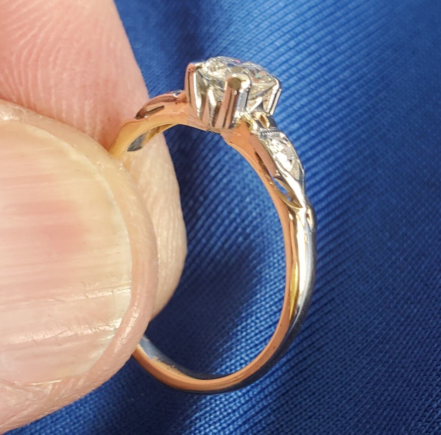 Original EARTH MINED DIAMOND Deco Engagement RING Vintage Solitaire 14K GOLD 6
