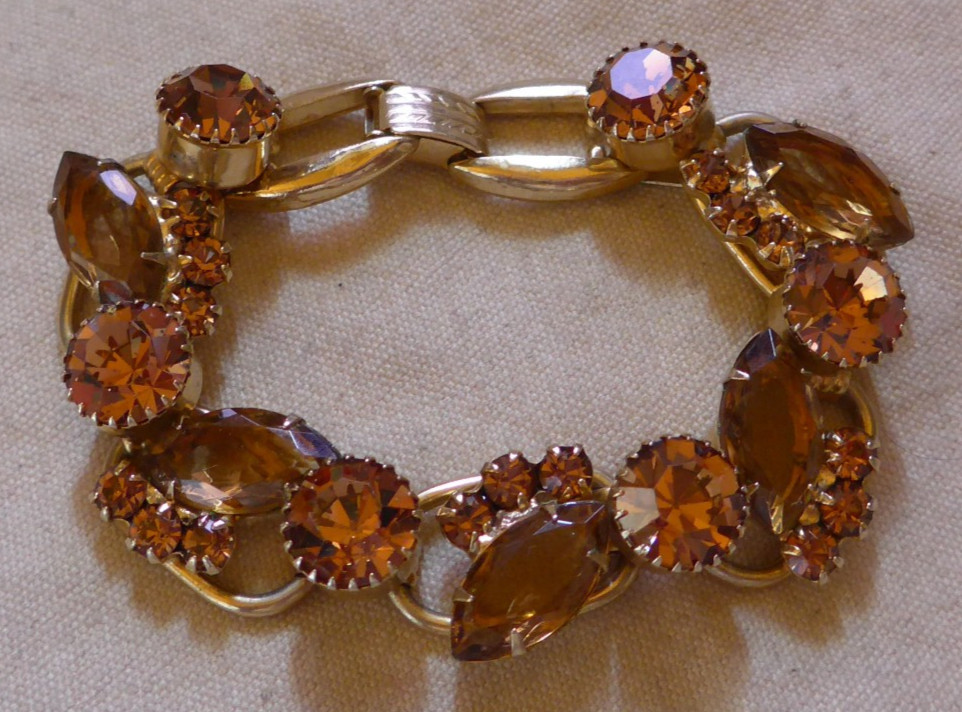 Juliana DeLizza And Elster 5 Link Topaz Bracelet Round & Marquise Rhinestone