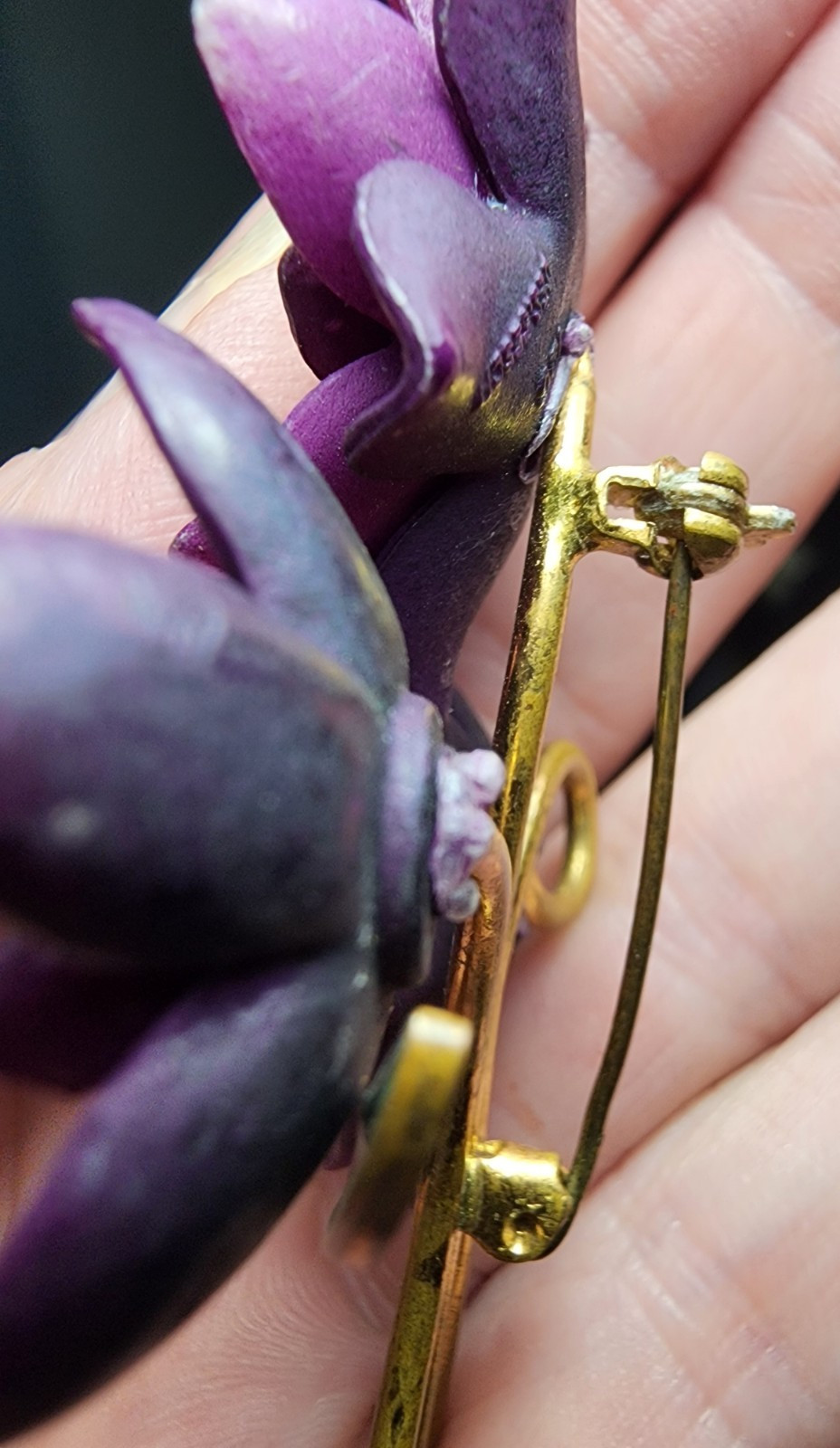 Vintage Ges Gesch Suffragette Violets Flower Brooch Pin West Germany