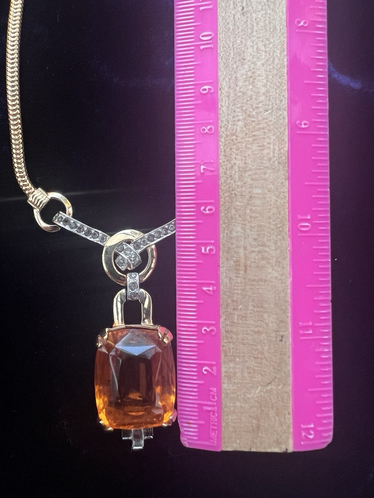 Mazer Deco gold plated faux topaz rhinestones necklace/Earrings 1960’s ca, USA.