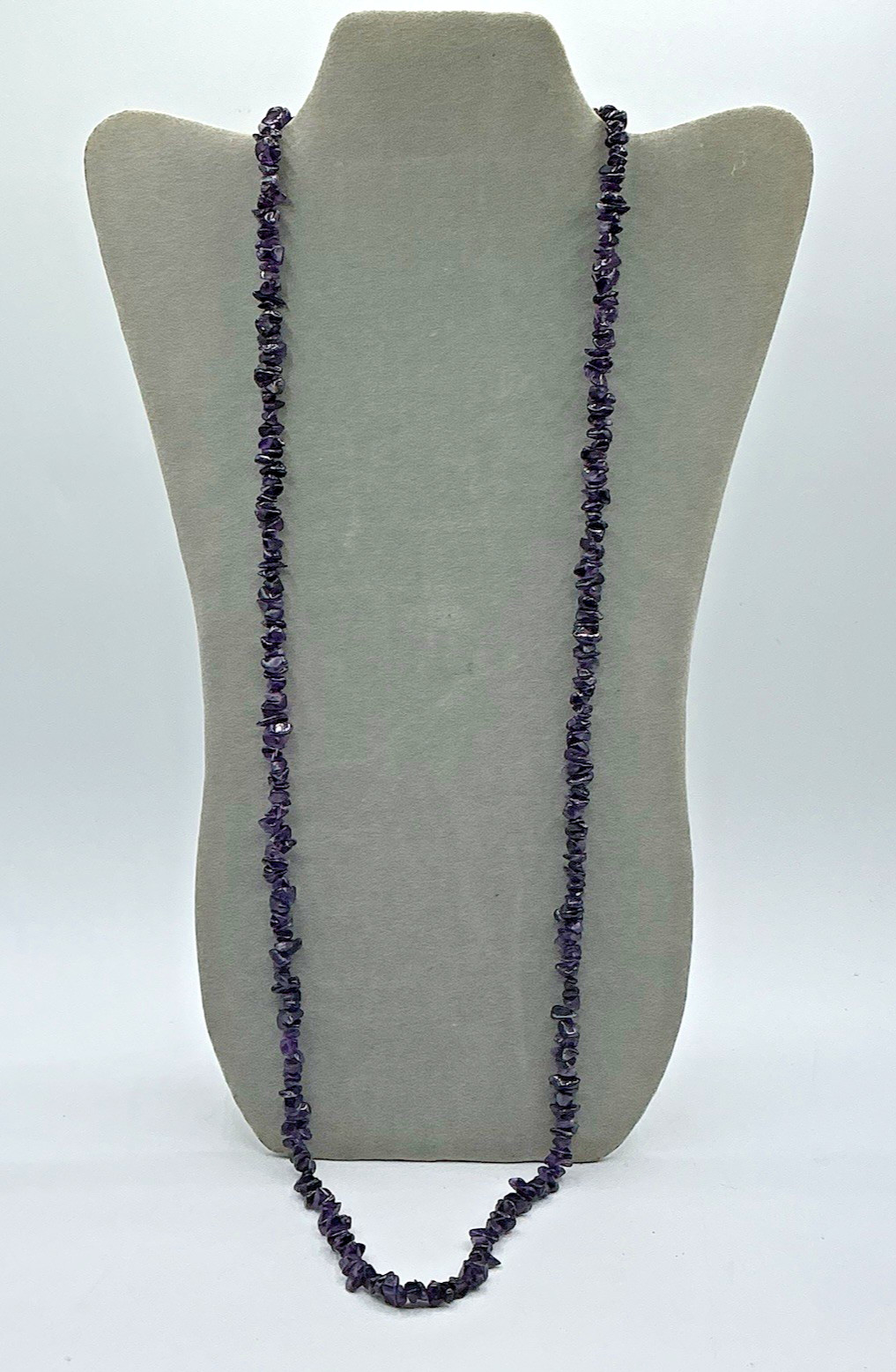 Chunky Purple Amethyst Chip Bead 36″ Polished Gem Stone Necklace No Clasp