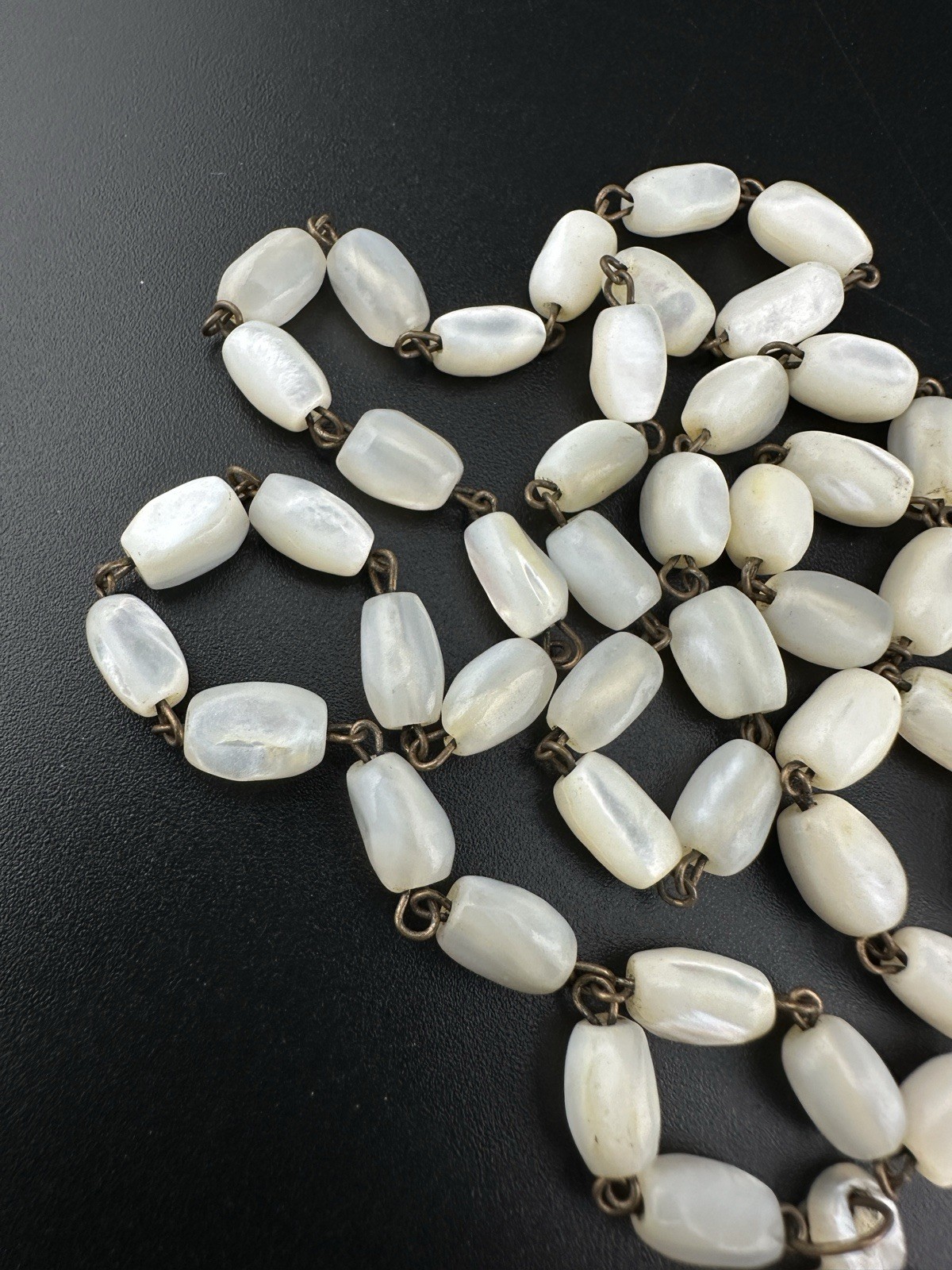 Antique Hand Carved Mother Of Pearl Star Beaded Pendant Necklace – Rosary