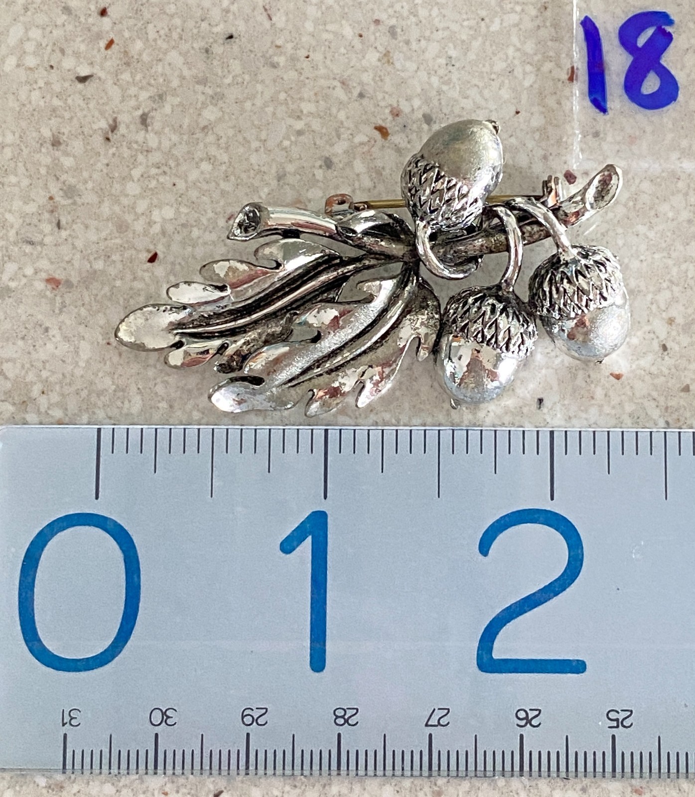 Vintage Oak Leaf Acorn Brooch Silver Tone 2.25″ Pin Nature Fall Leaves Branch