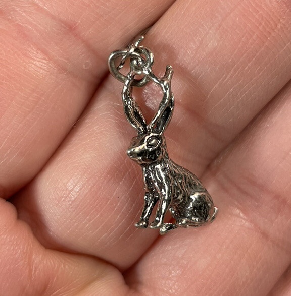 Arizona Jakalope rabbit silver tone charm for bracelet collectible souvenir