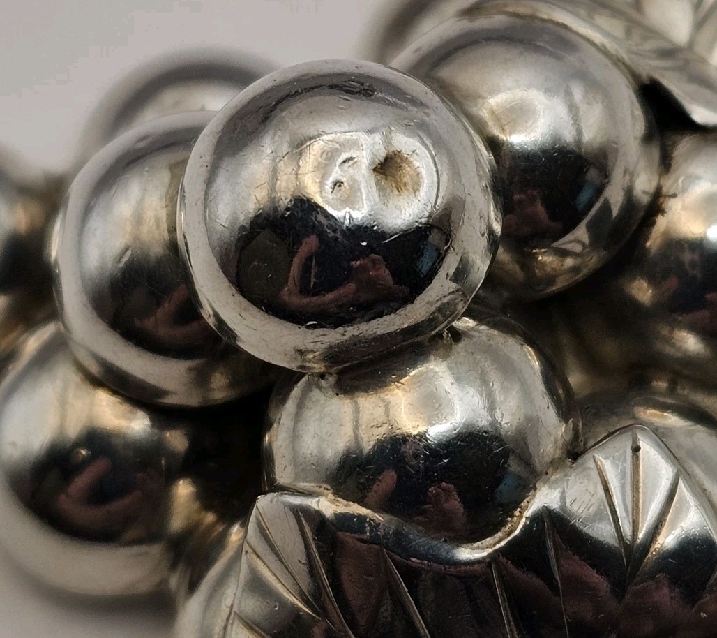 Vintage Mexico Sterling Silver 925 Large Bunch of Grapes Pin Brooch 22g