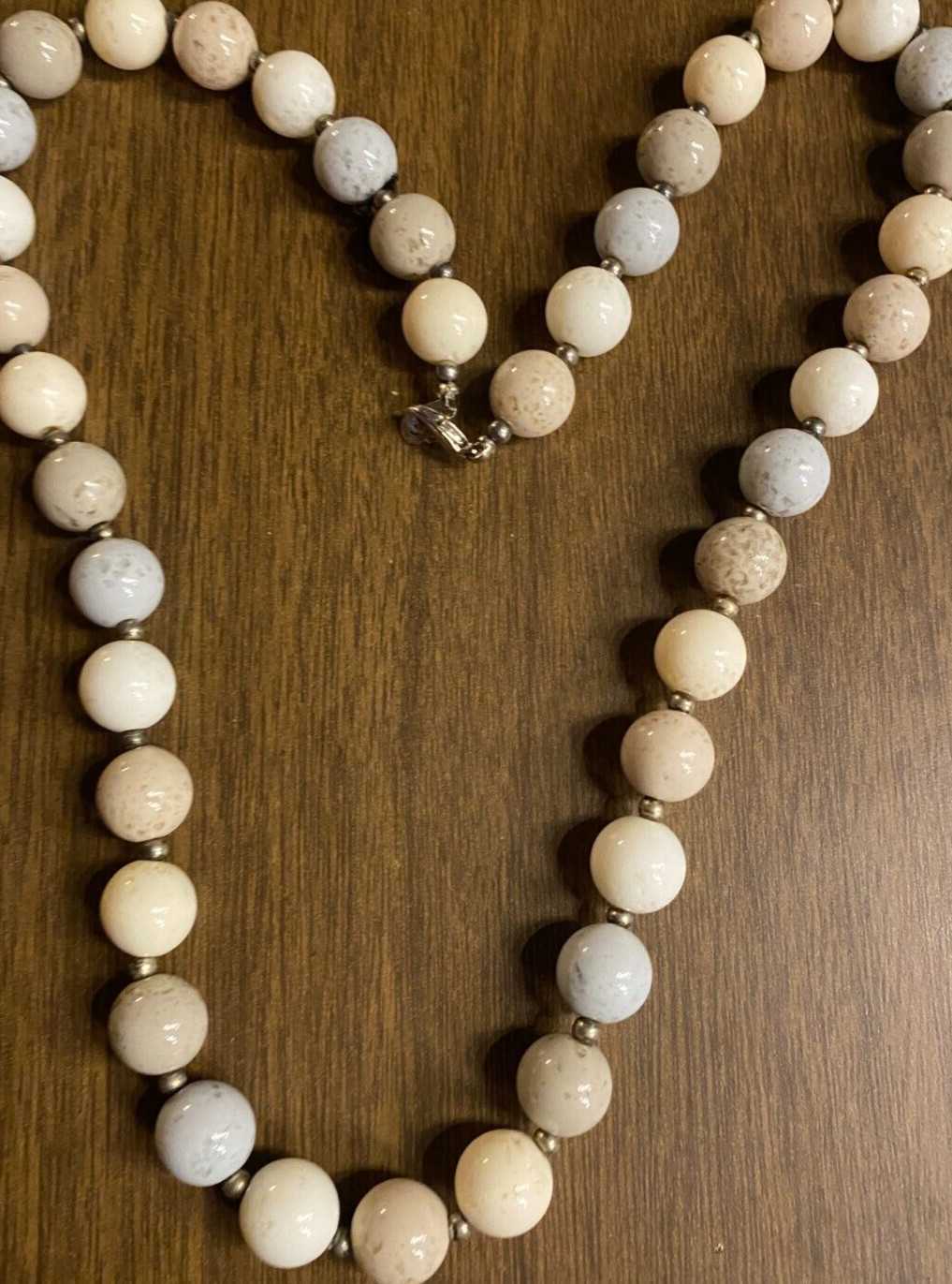 Vintage Earth Tones Ceramic Beaded Necklace 22″