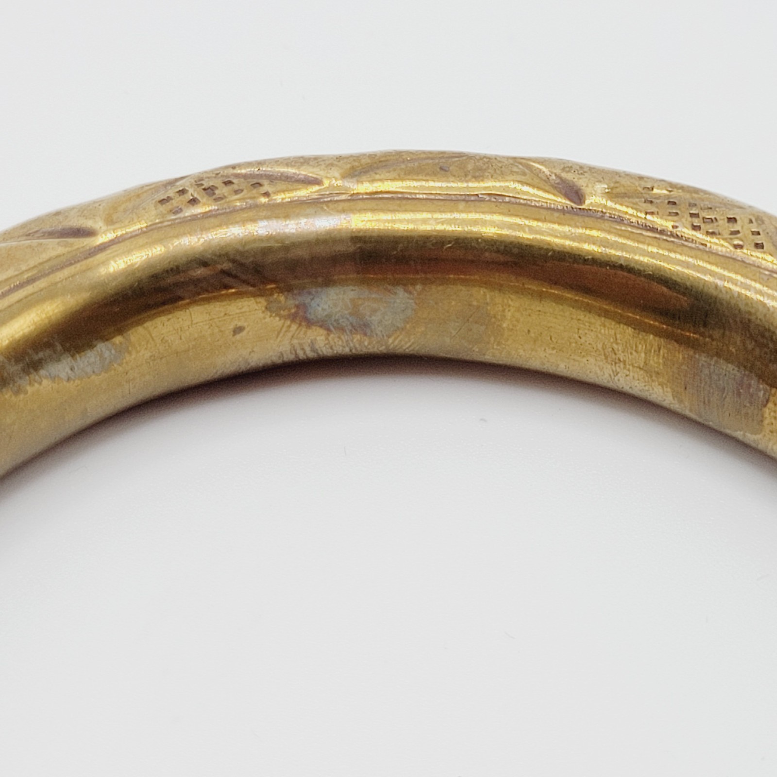 Chinese Wedding Chime Bangle Brass Repousse Chased Hollow Vintage Bracelet