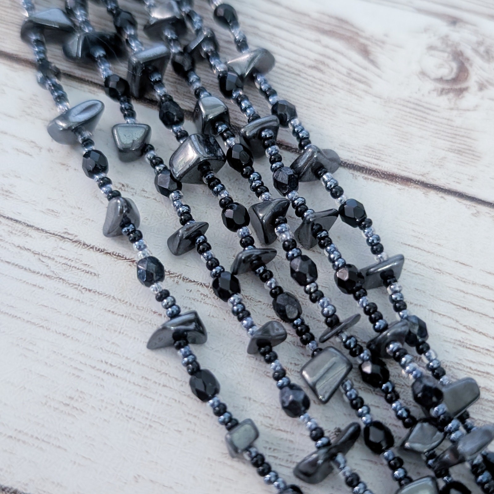 Vintage Bracelet – Multi Strand – Dark Tones/Blue – Statement