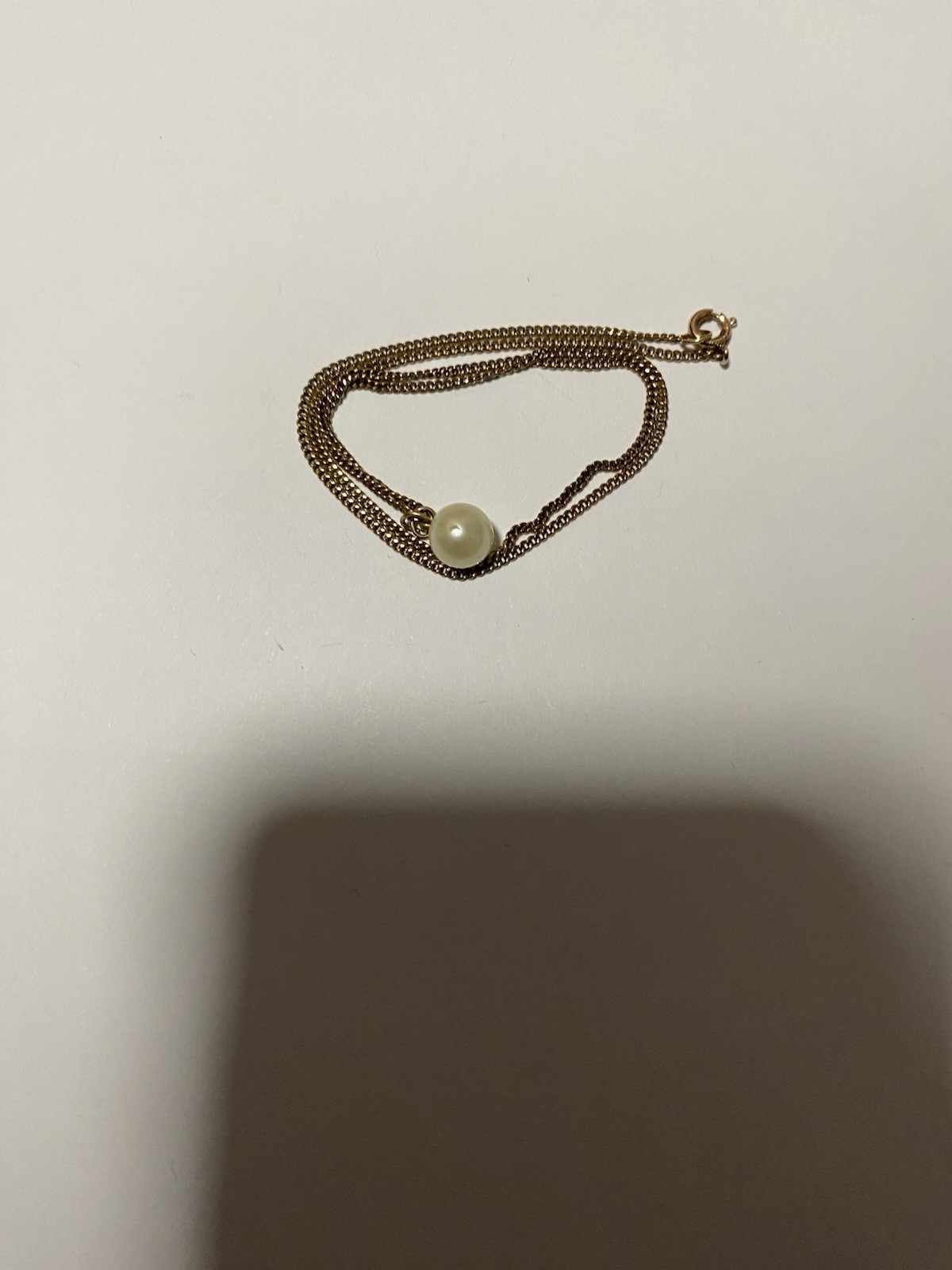 Vintage 12k Gold Filled Pearl Solitaire Necklace Approx 16 Inches
