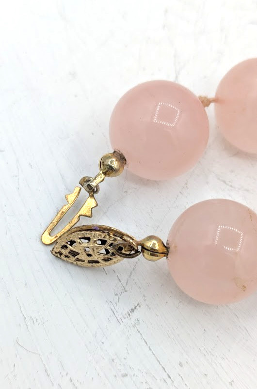 Rose Quartz Beaded Necklace Knotted Gemstone 16 Inch