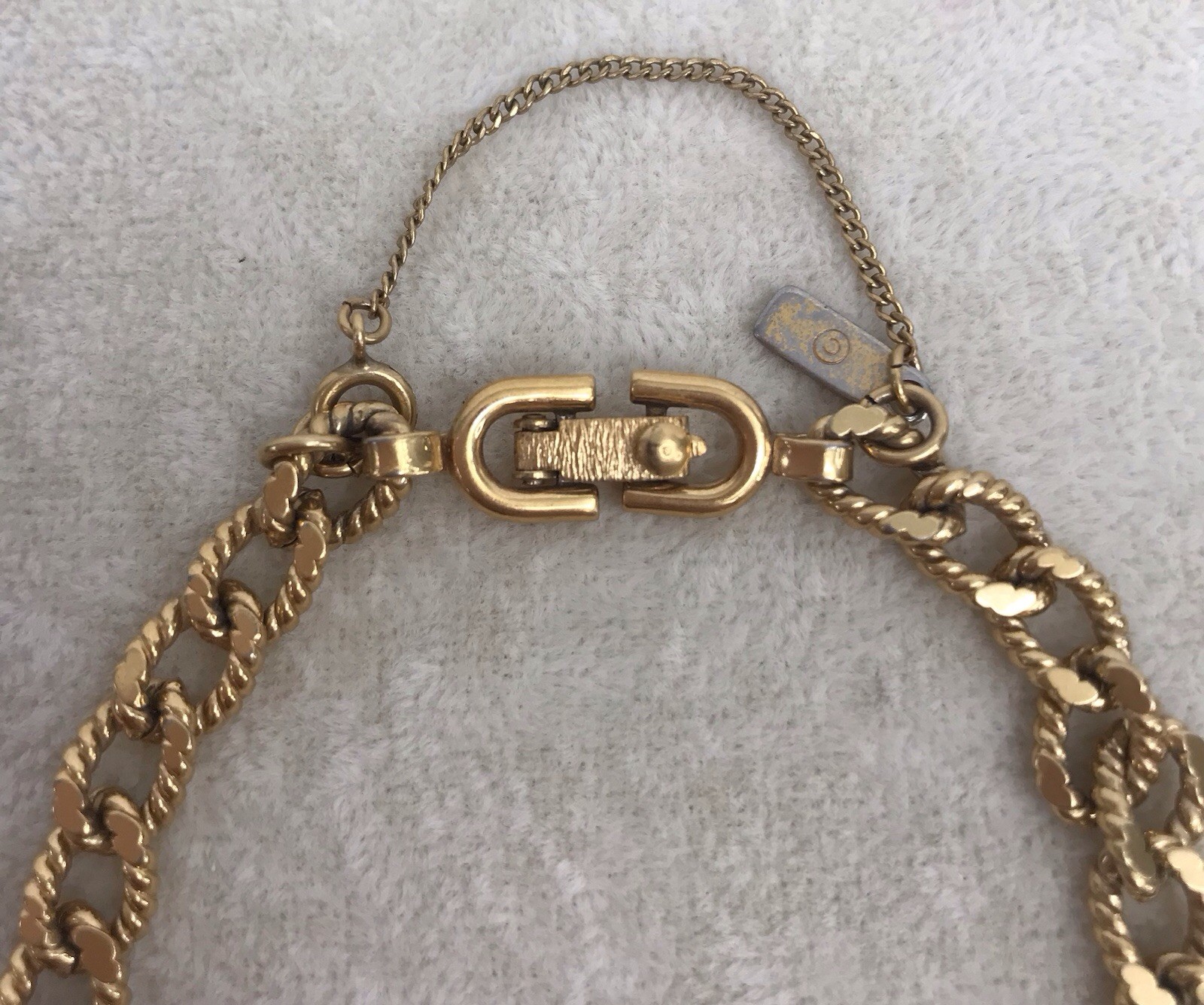 Vintage Monet Link Bracelet With Clasp Gold Tone W/ Safety Chain Signed