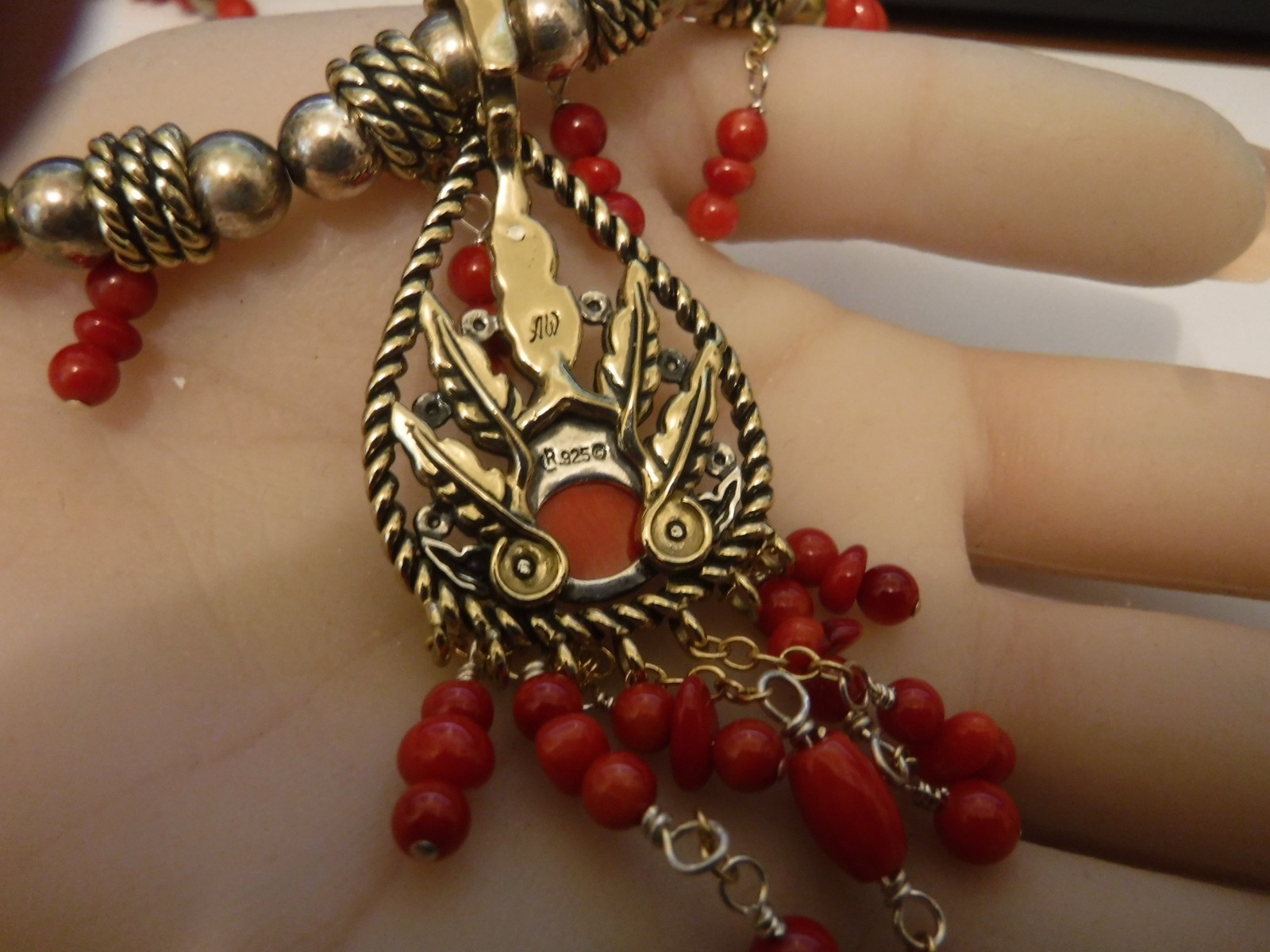 CAROLYN POLLACK-AW Relios Sterling Enhancer Carnelian/Jasper SW Design Necklace