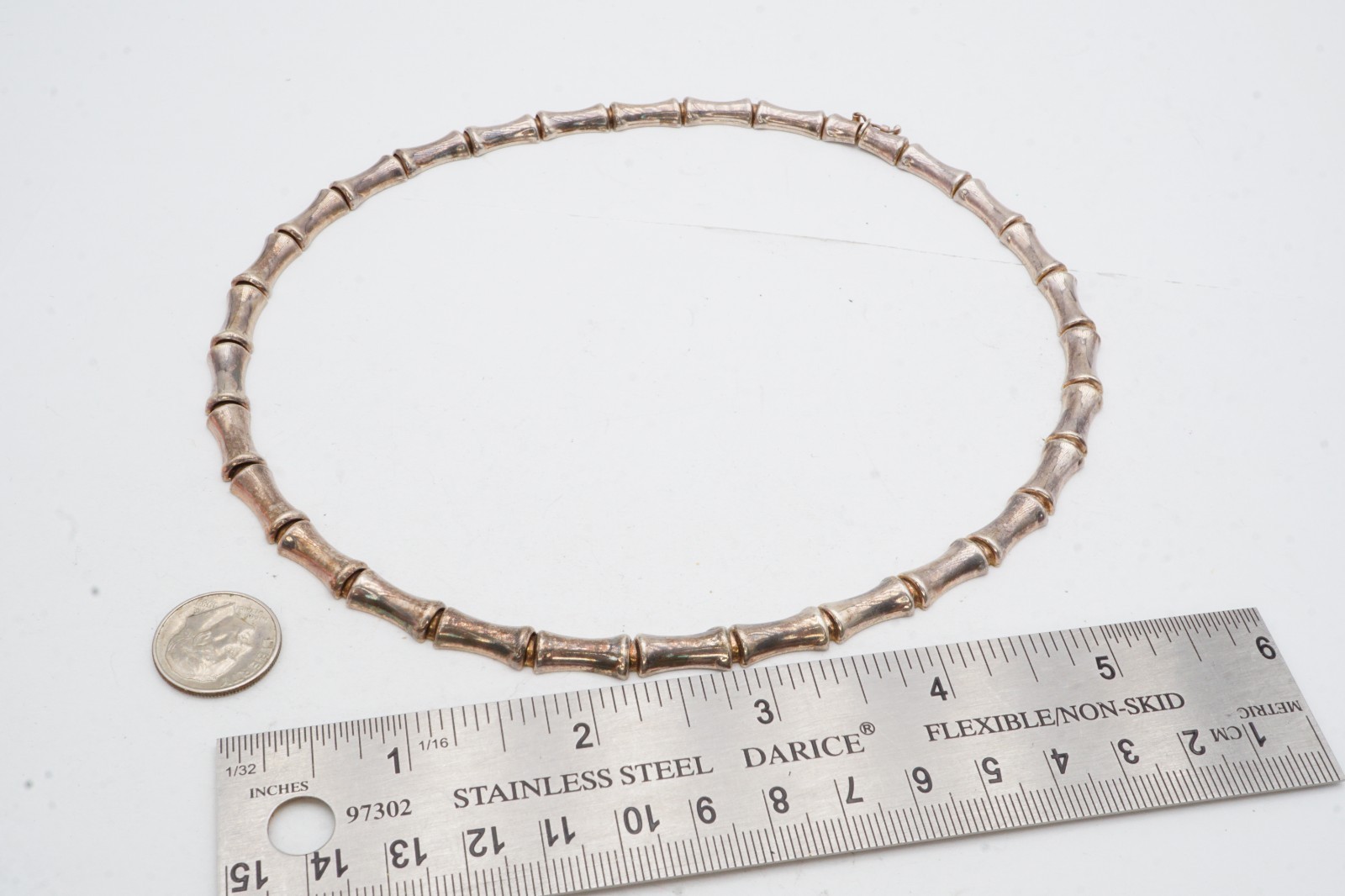 Vintage Sterling Silver 925 Bamboo Necklace 16″