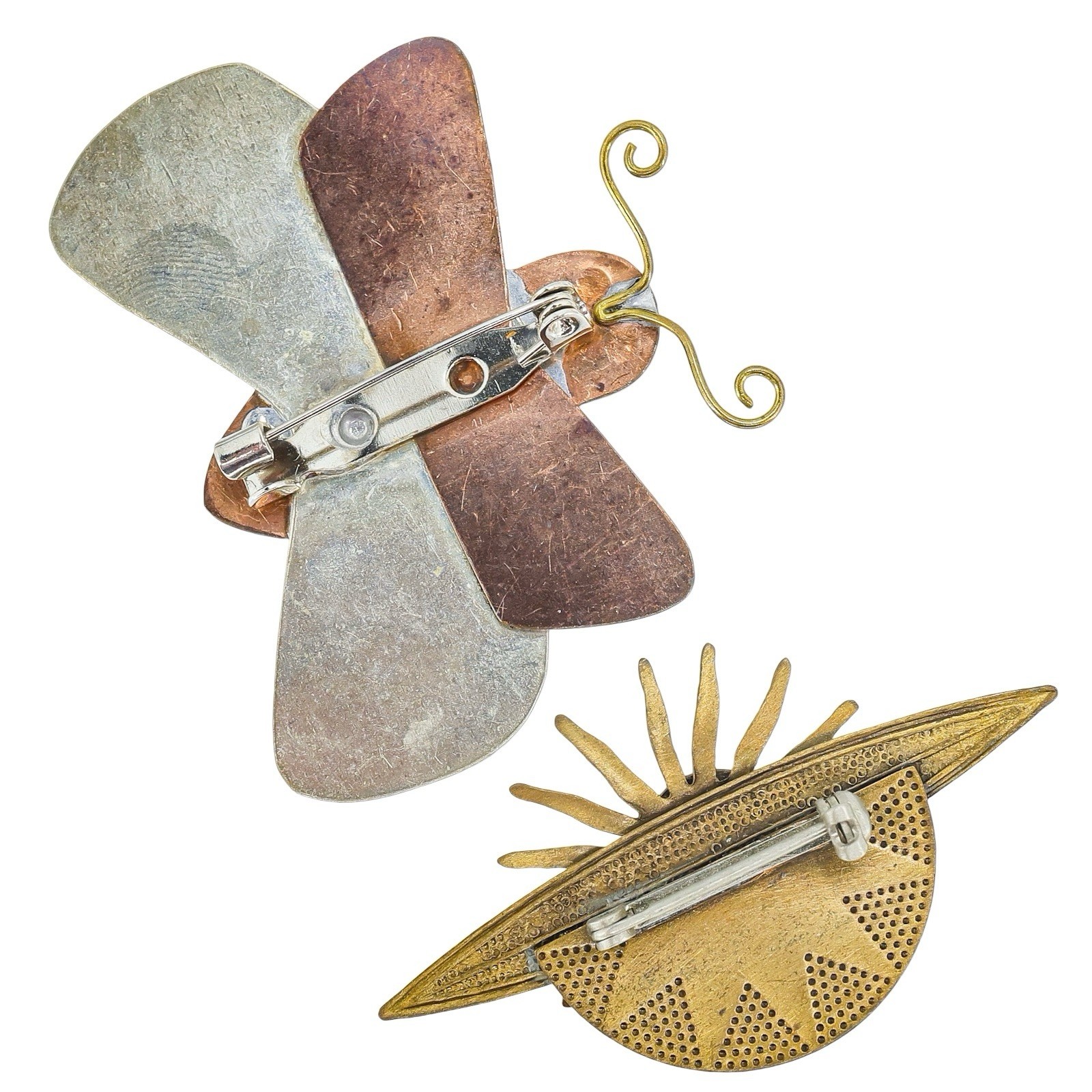 Lot Vintage Jewelry Copper Brass Boho Modernist Brutalist Organic Earthy 11pc