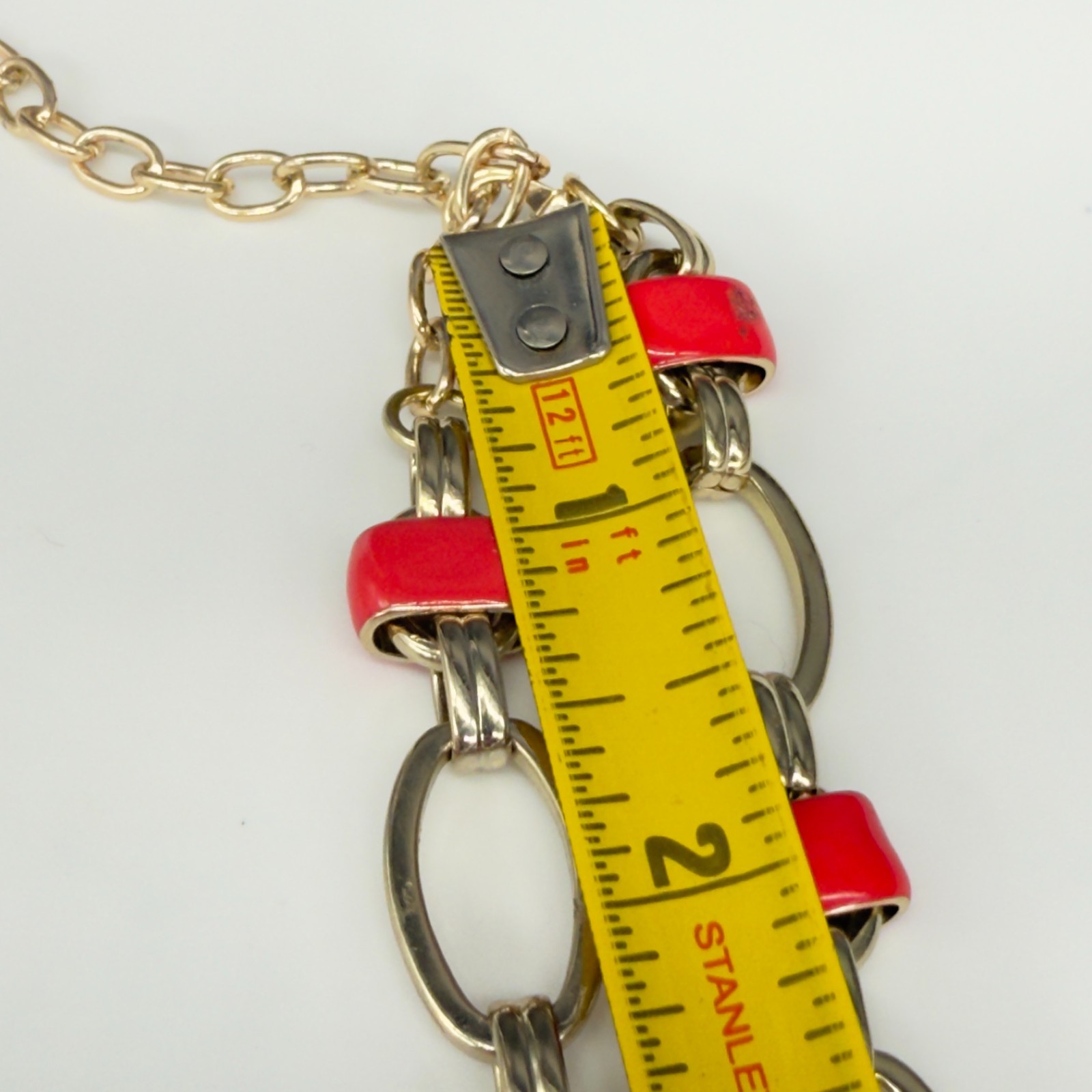 Vintage Coldwater Creek Necklace Gold and Red Enamel Chain