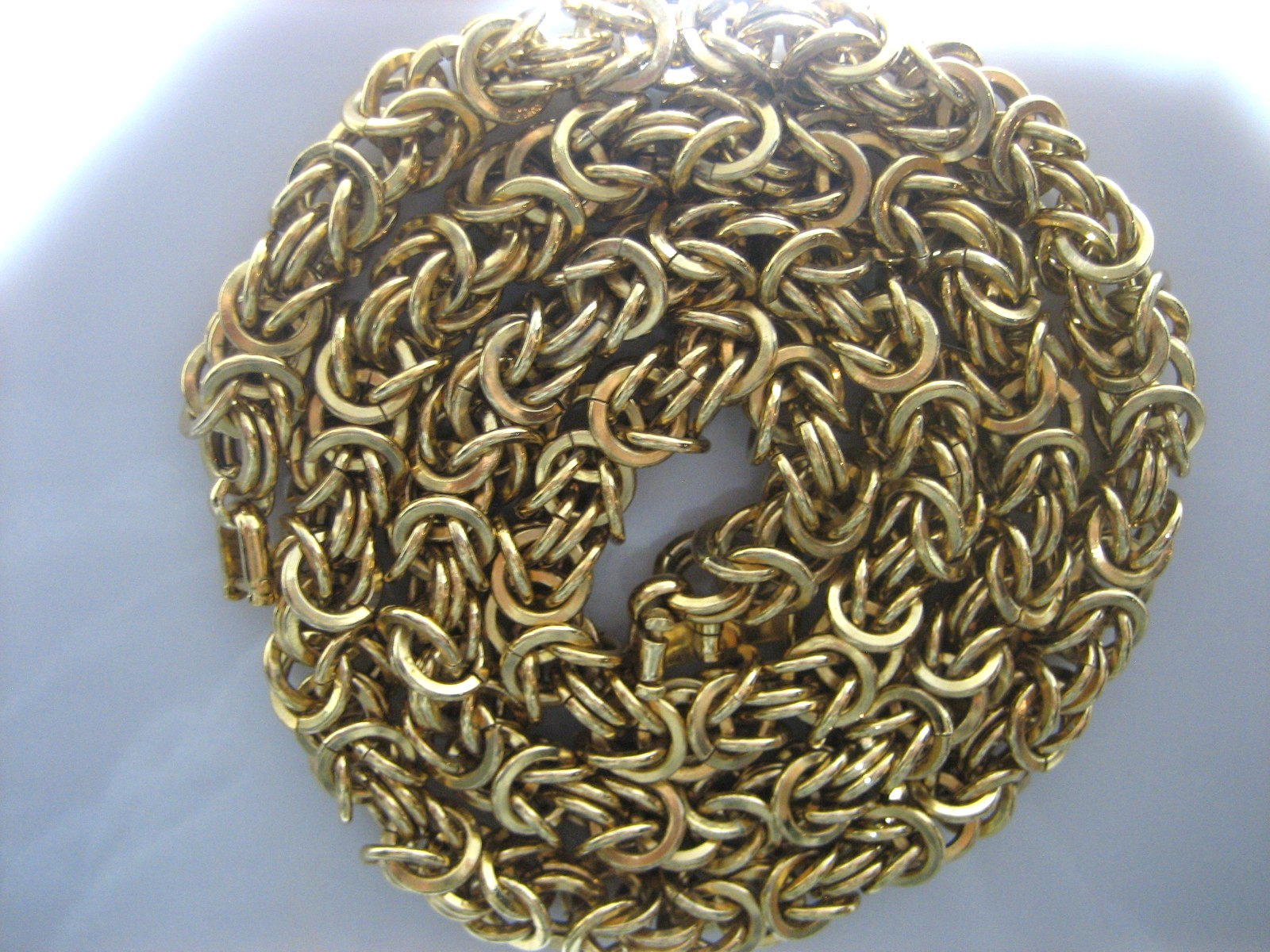 Vintage Style Gold Tone Chunky Byzantine Chain Necklace Heavy Statement Jewelry