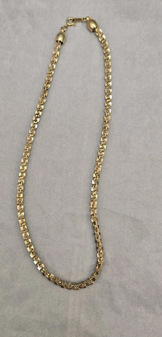 Mix Metal Multi Tone Twist Chain Linked Vintage 16.5 in Choker Necklace