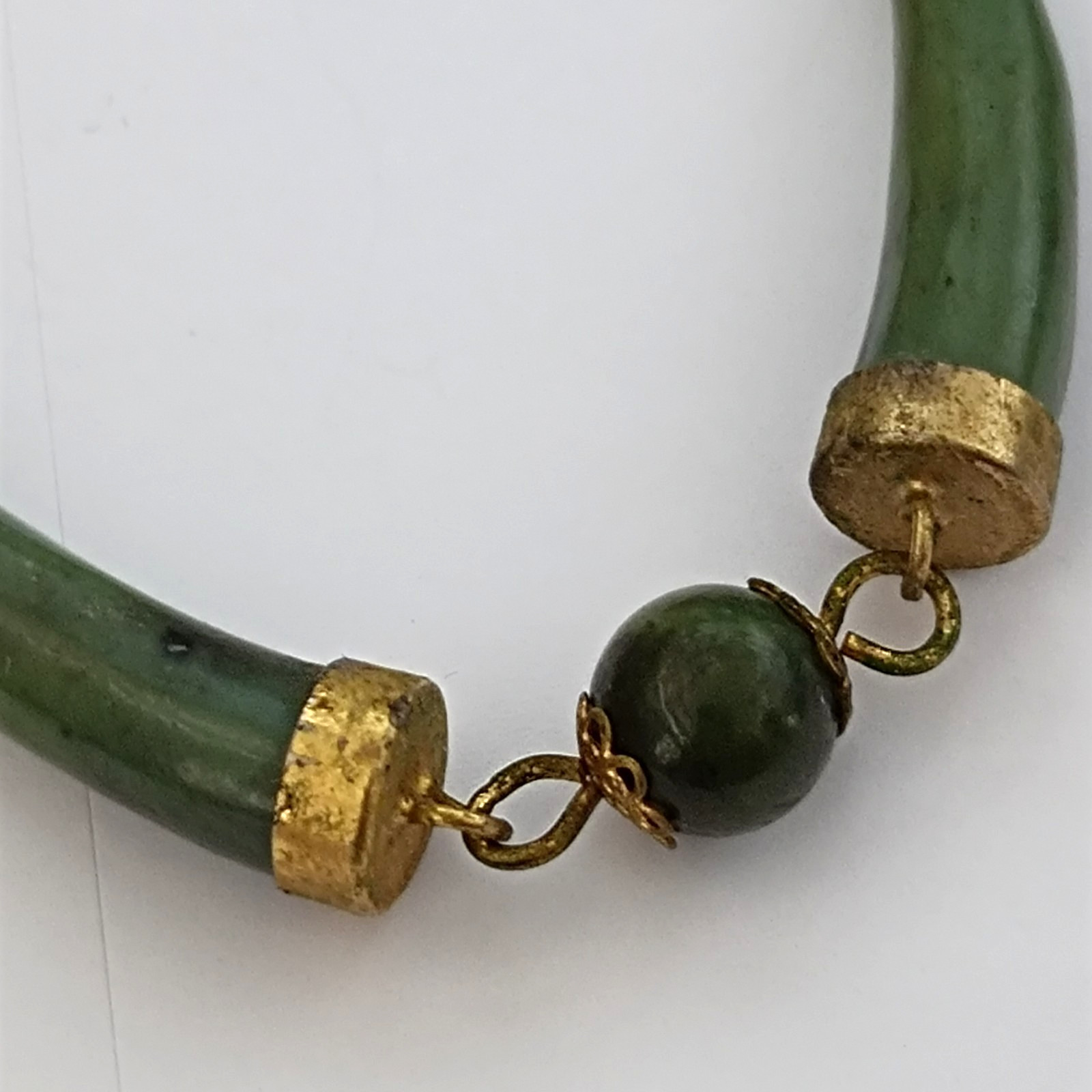 Vintage Boho Natural Green Stone Necklace Ethnic Artisan Earthy Folk Statement
