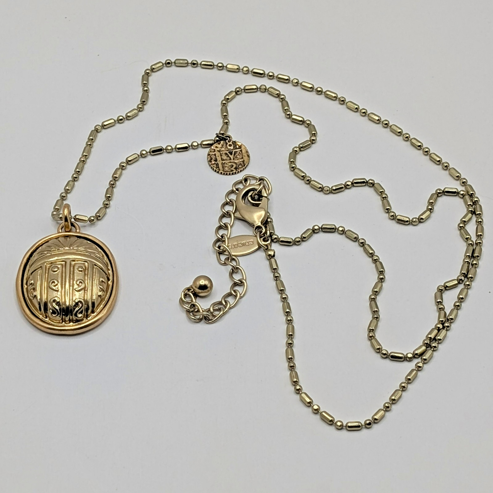 Vintage Scarab Egyptian Revival Station Chain Pendant Necklace