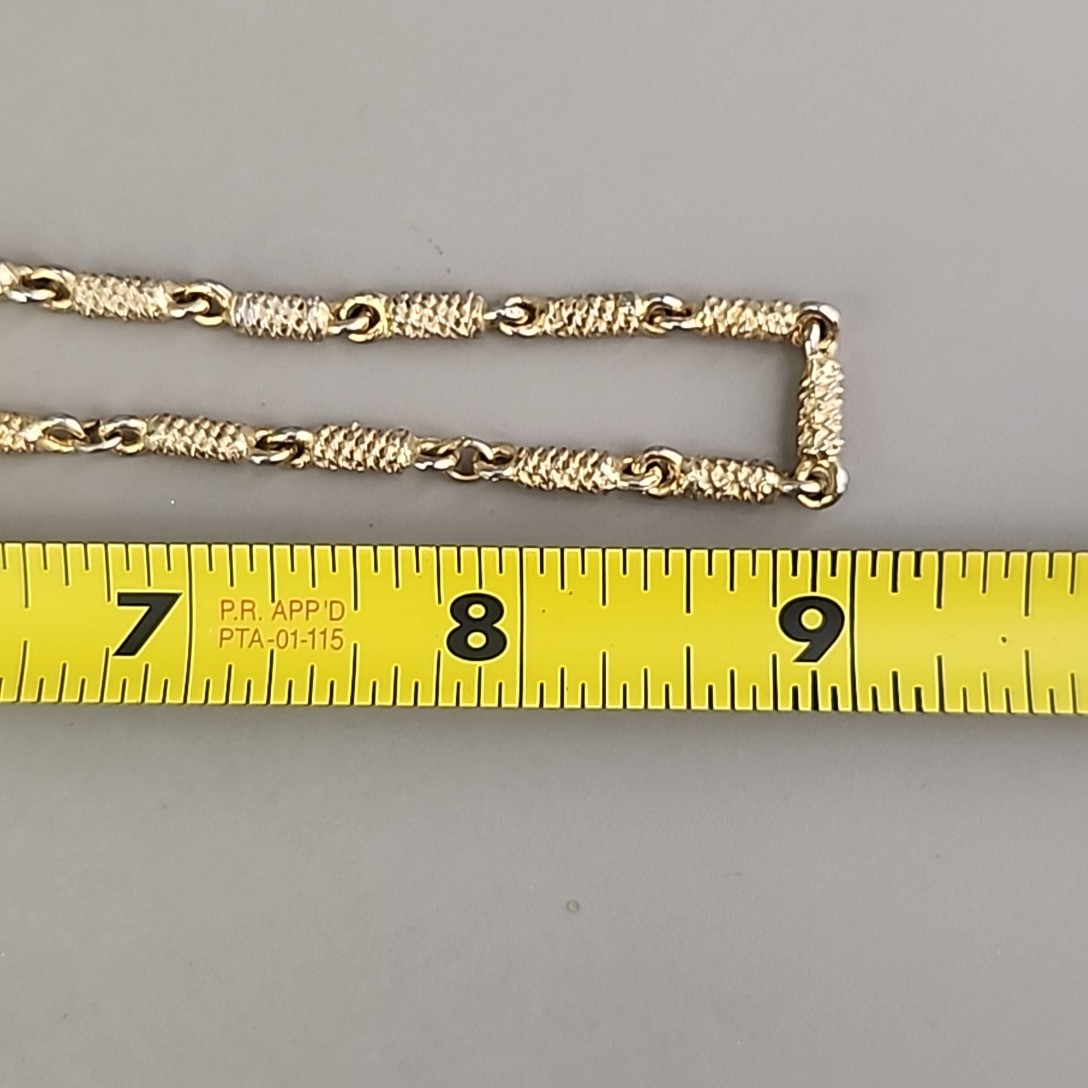 Vintage Bar Link Necklace Textured Gold Tone 18″
