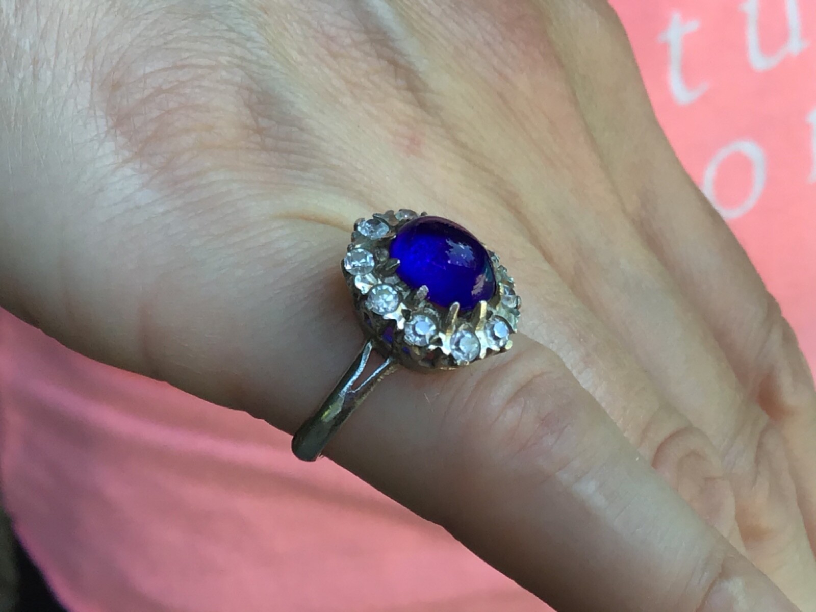 Vintage Sterling Silver 925 Ring With Blue Sapphire and 10 Cz’s Size 6, Weight 4