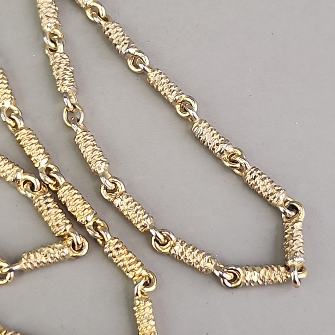 Vintage Bar Link Necklace Textured Gold Tone 18″