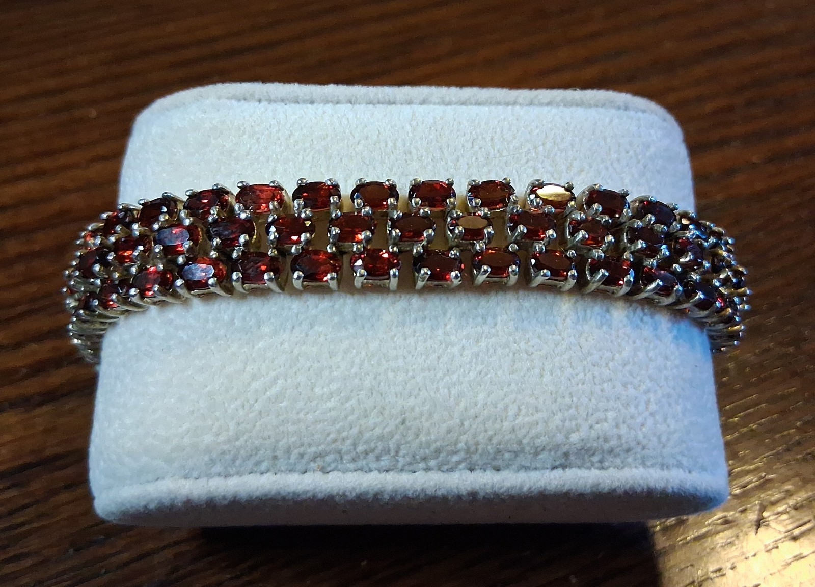 Vintage 1990s Sterling Garnet CZ Tennis Bracelet 37grams See Pics/Description