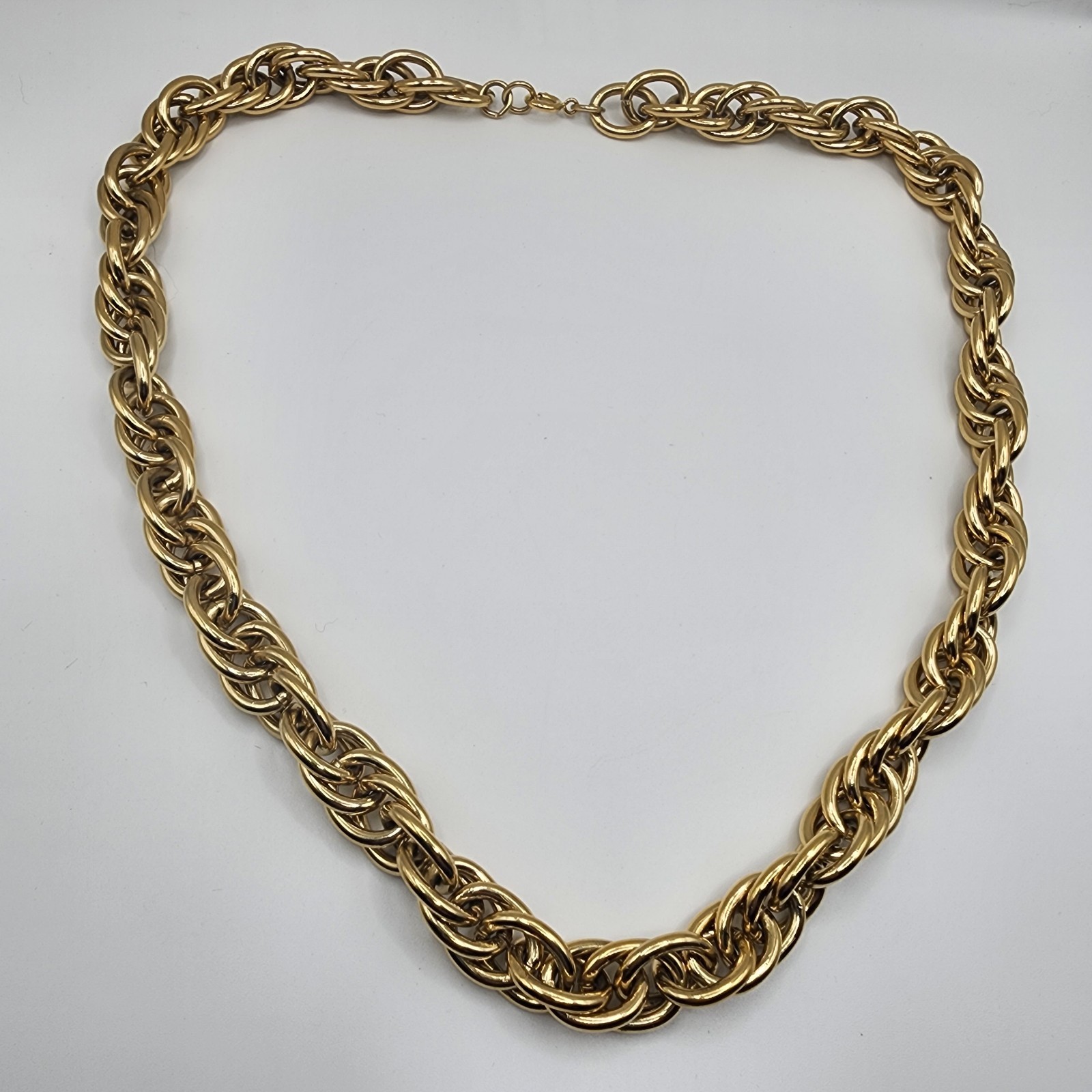 Heavy Duty Gold Tone Chain Necklace Vintage Twist Link 24″ Jewelry Estate Cool