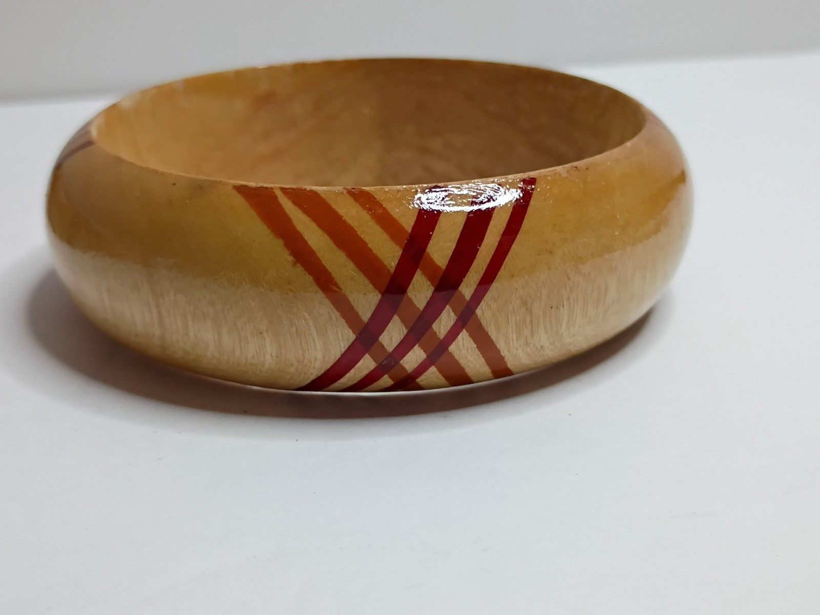 Lot Of 3 Vintage Wooden Bangle Bracelet Boho Chunky Bold Statement 1″ Thick Chee