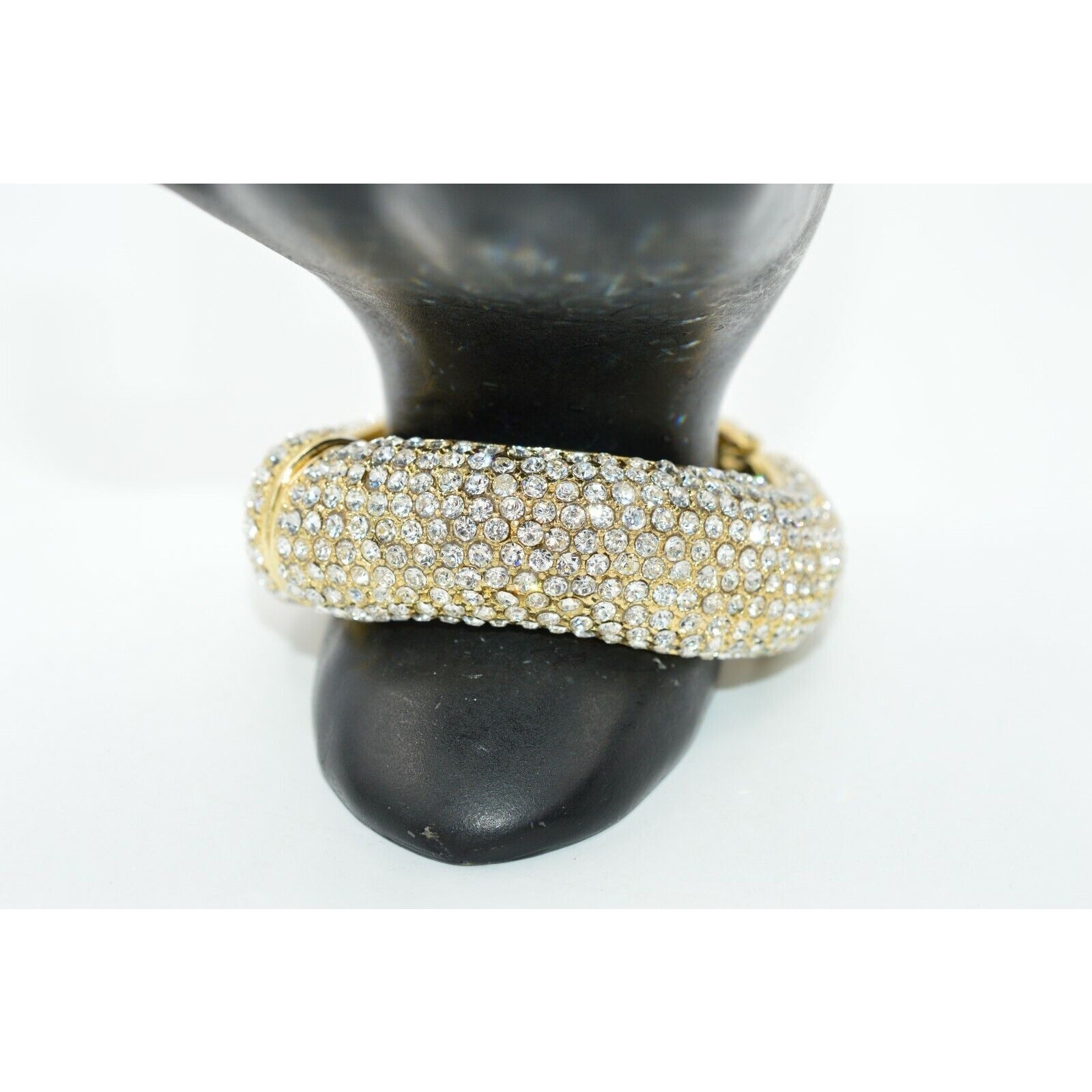Amrita Singh Chunky Bangle Bracelet Sparkling Rhinestone Crystal Signed BinO