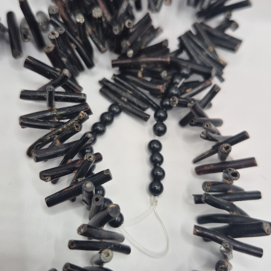 Vintage Large Black Coral Branch Beaded Necklace Strand For Jewelry Making