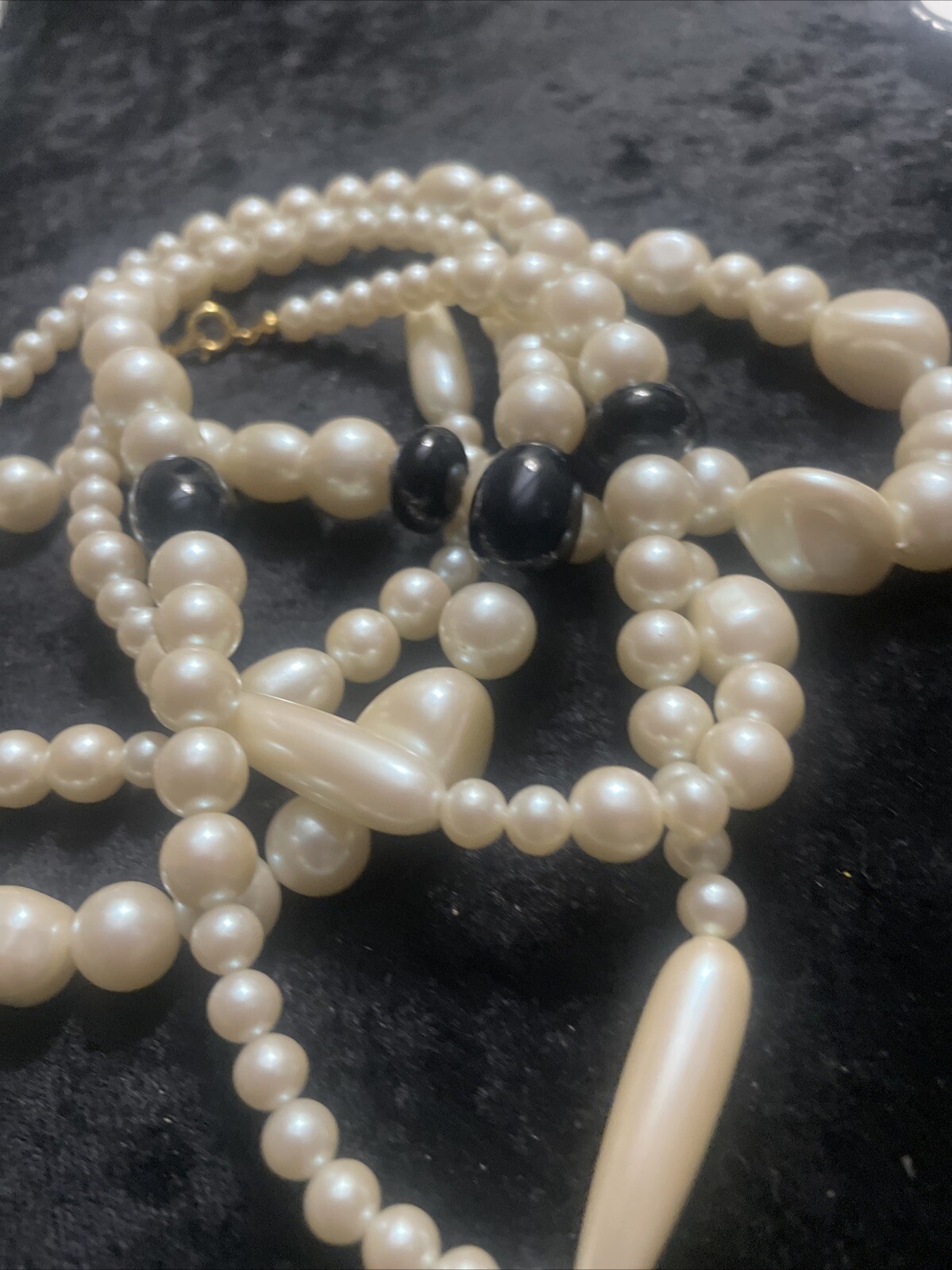 Vintage Different shapes and sizes Faux Pearls Necklace 52 Inch